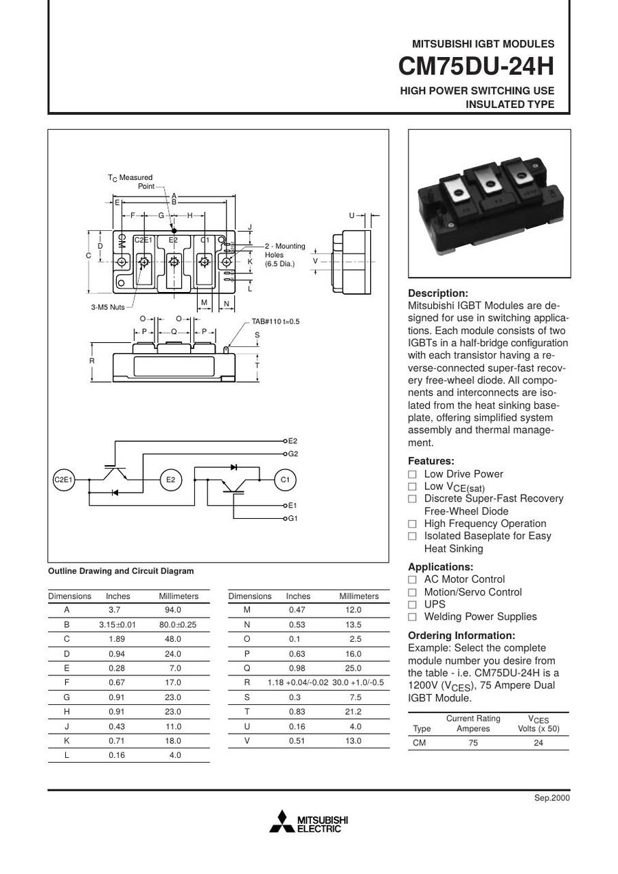 CM75DU-24H Mitsubishi IGBT Modules