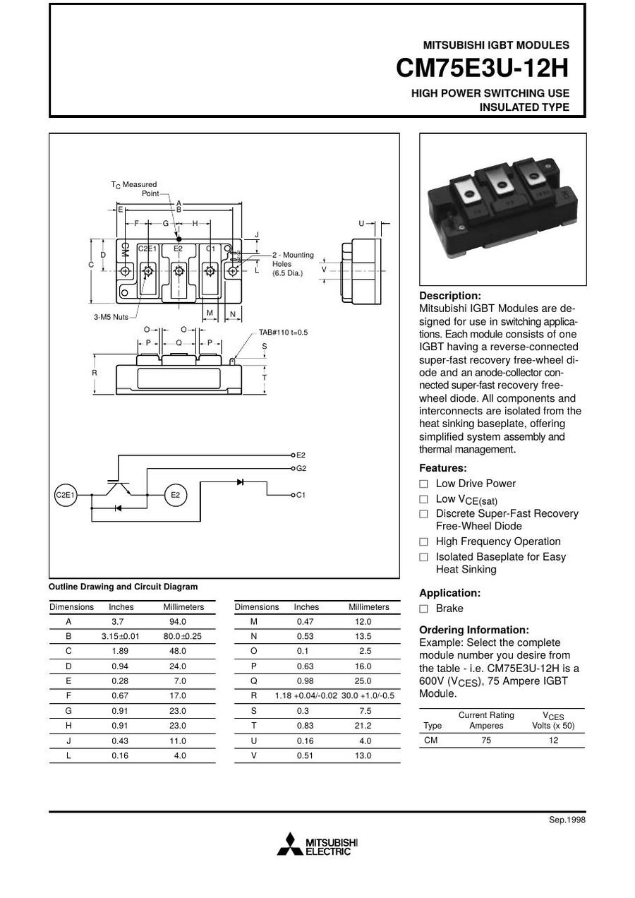 CM75E3U-12H Mitsubishi IGBT Modules