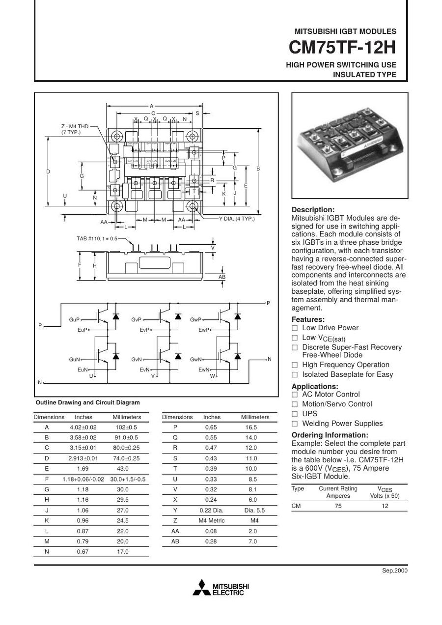 CM75TF-12H, Mitsubishi,  Power Transistor Module