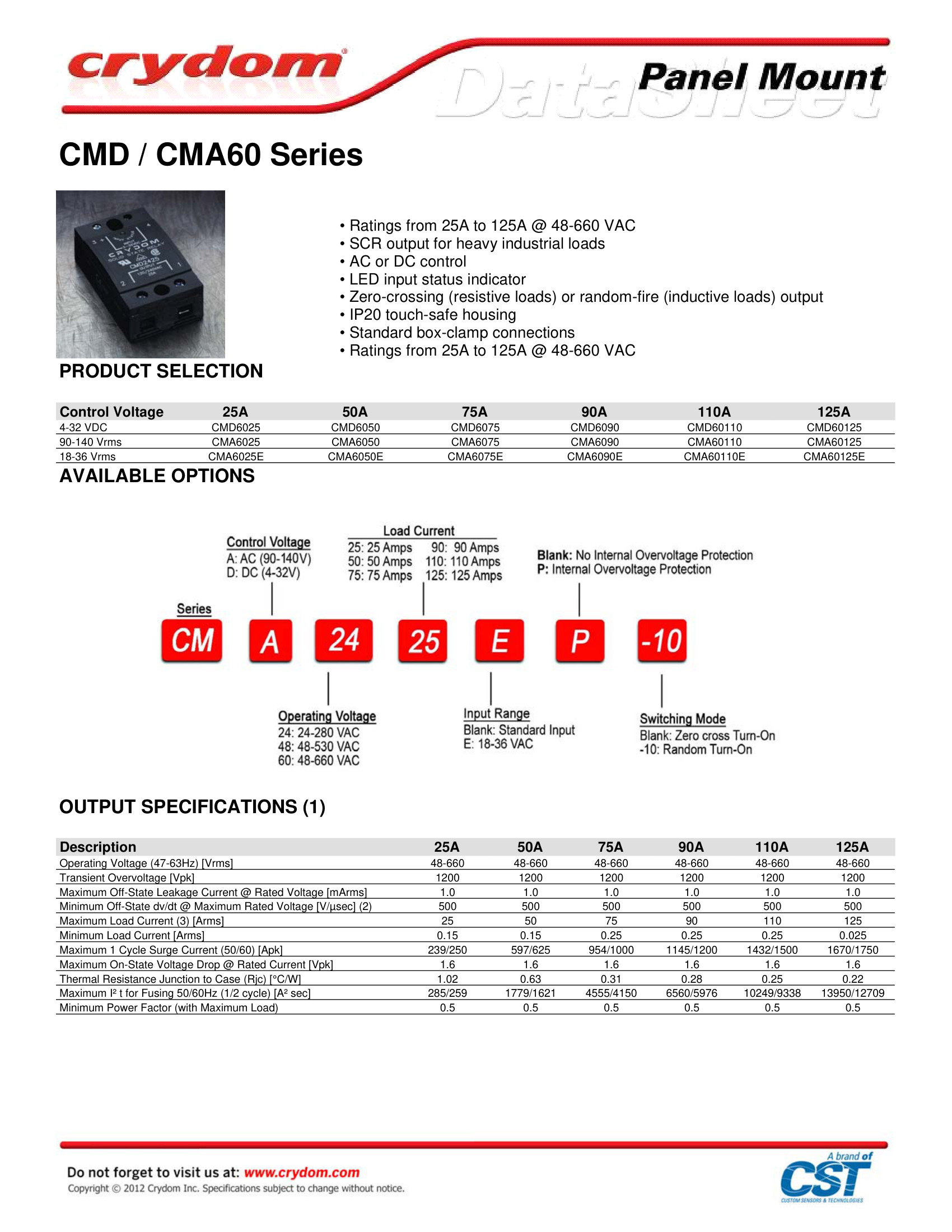 CMA6075 Crydom Solid State Relays & I/O Modules