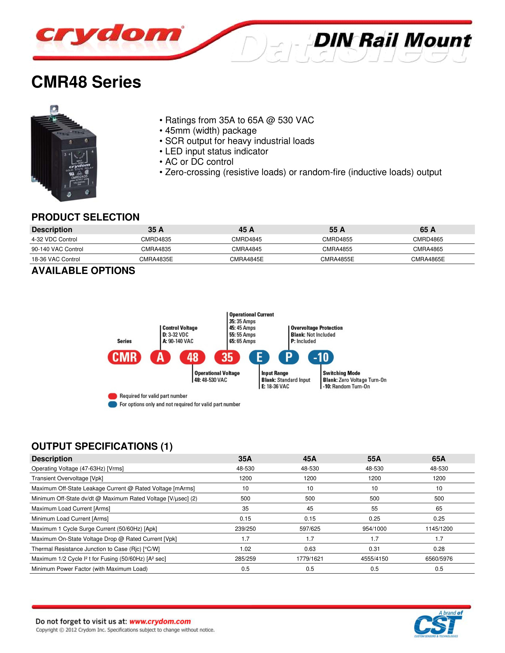 CMRA4835 Crydom Solid State Relays & I/O Modules