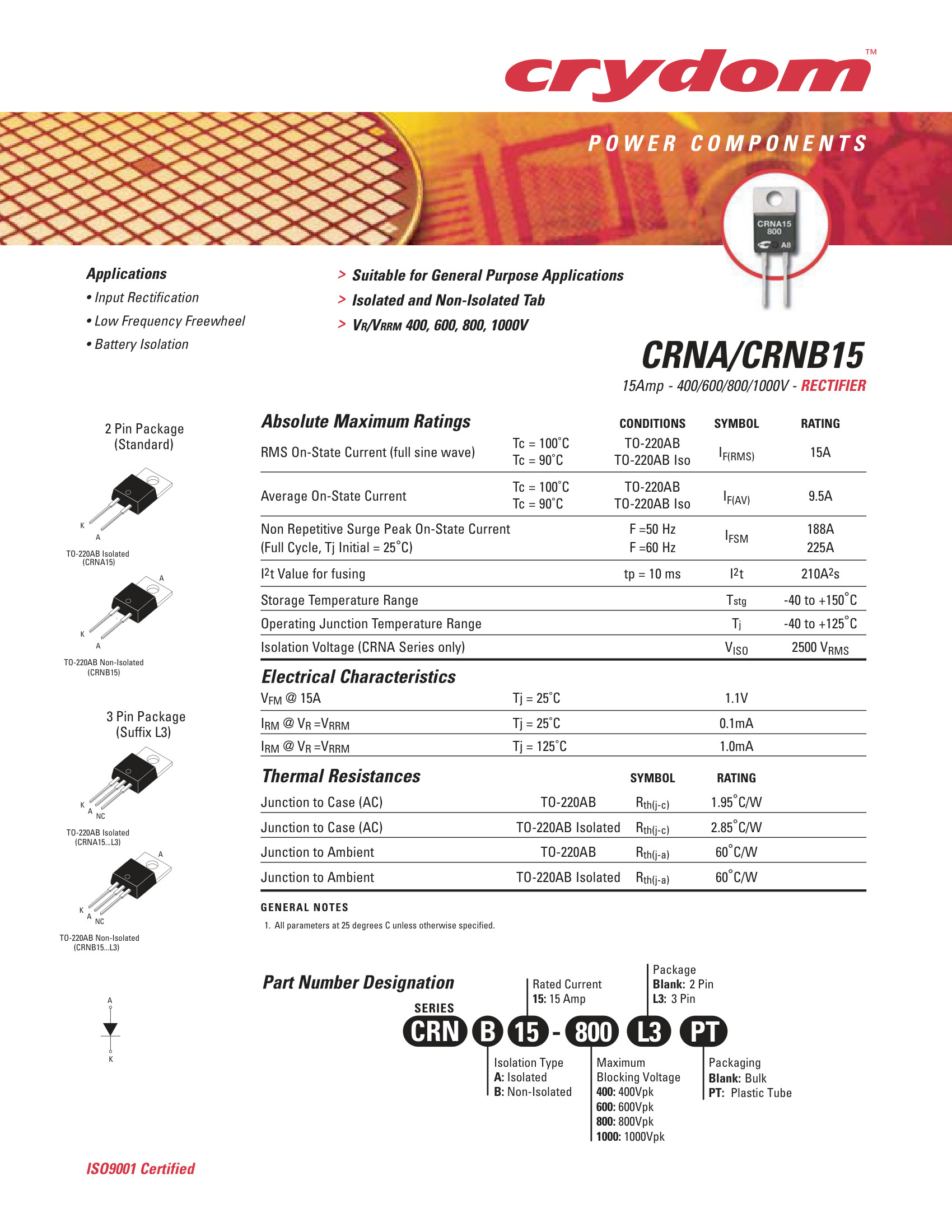 CRNA151000 Crydom Solid State Relays & I/O Modules