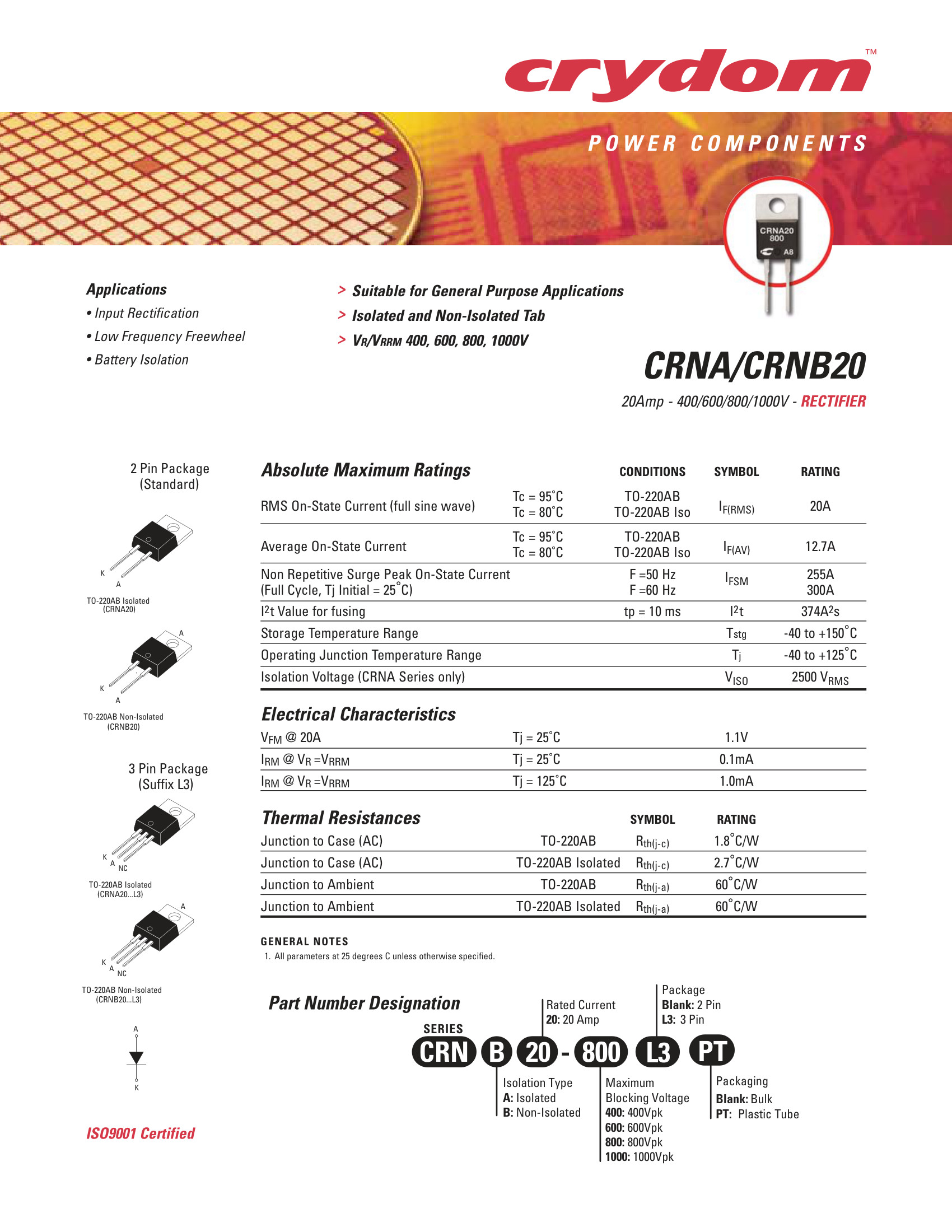 CRNA201000 Crydom Solid State Relays & I/O Modules
