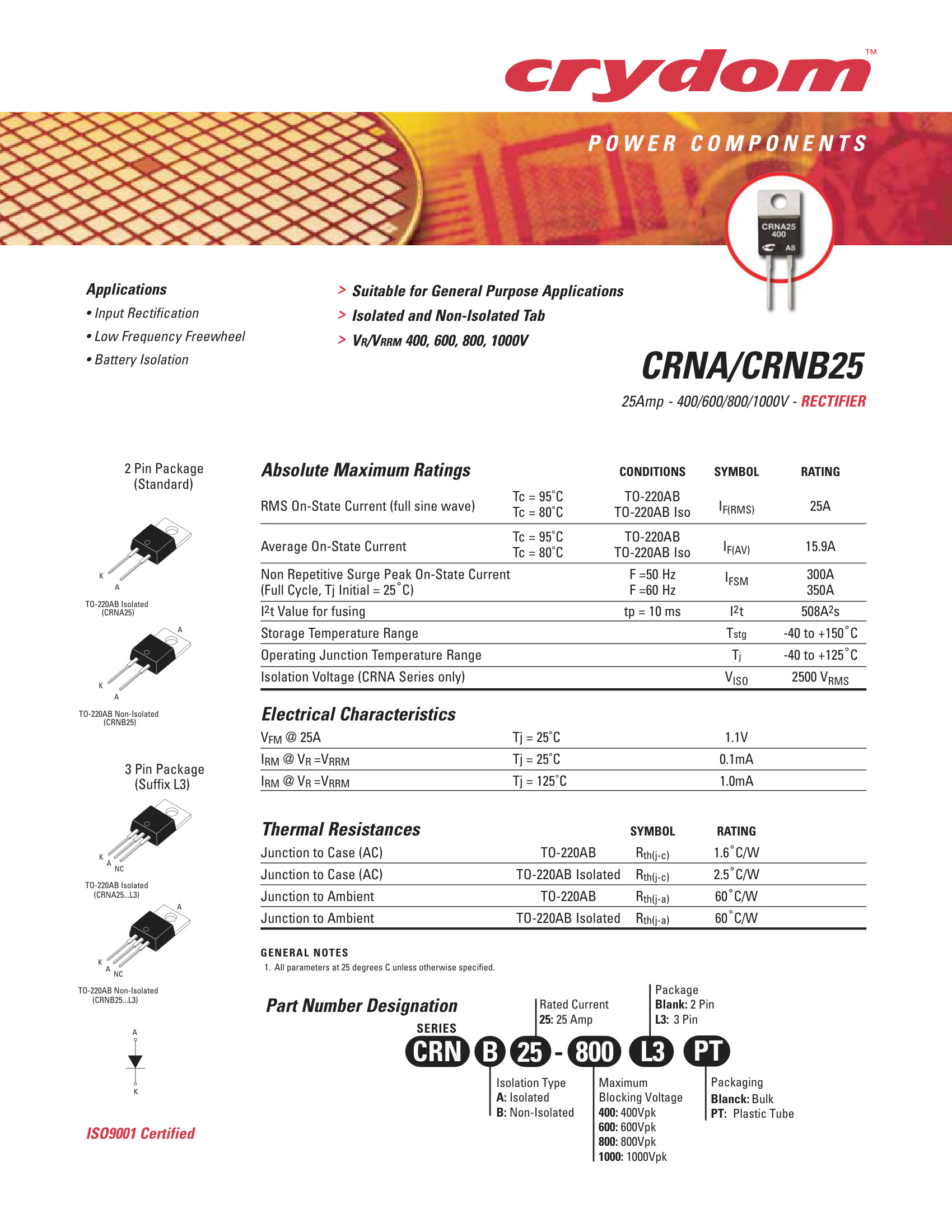 CRNA25-600 Crydom Solid State Relays & I/O Modules