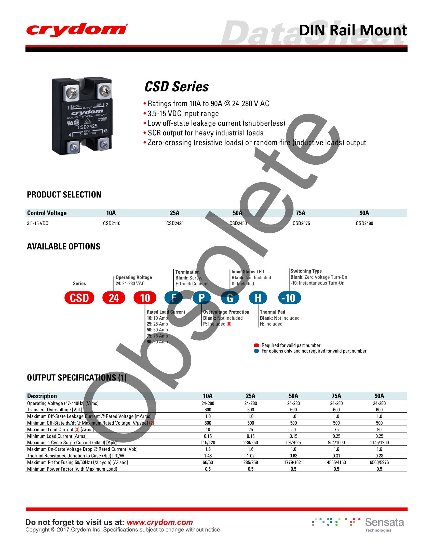 CSD2425 Crydom Solid State Relays & I/O Modules