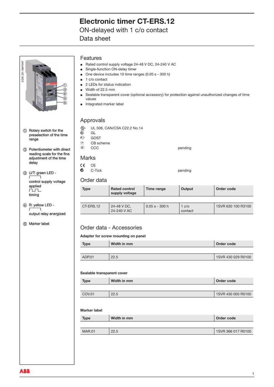 CT-ERS.12, ABB, Electronic Time Relay
