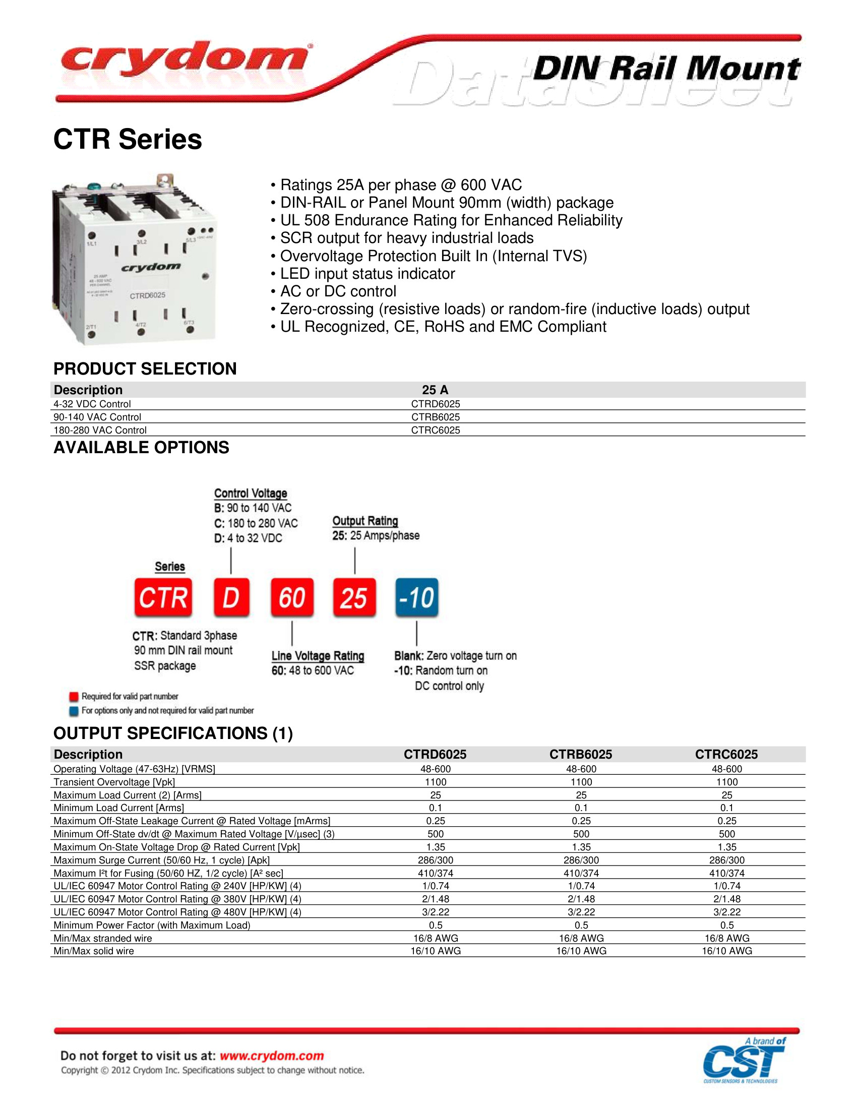 CTRB6025 Crydom Solid State Relays & I/O Modules