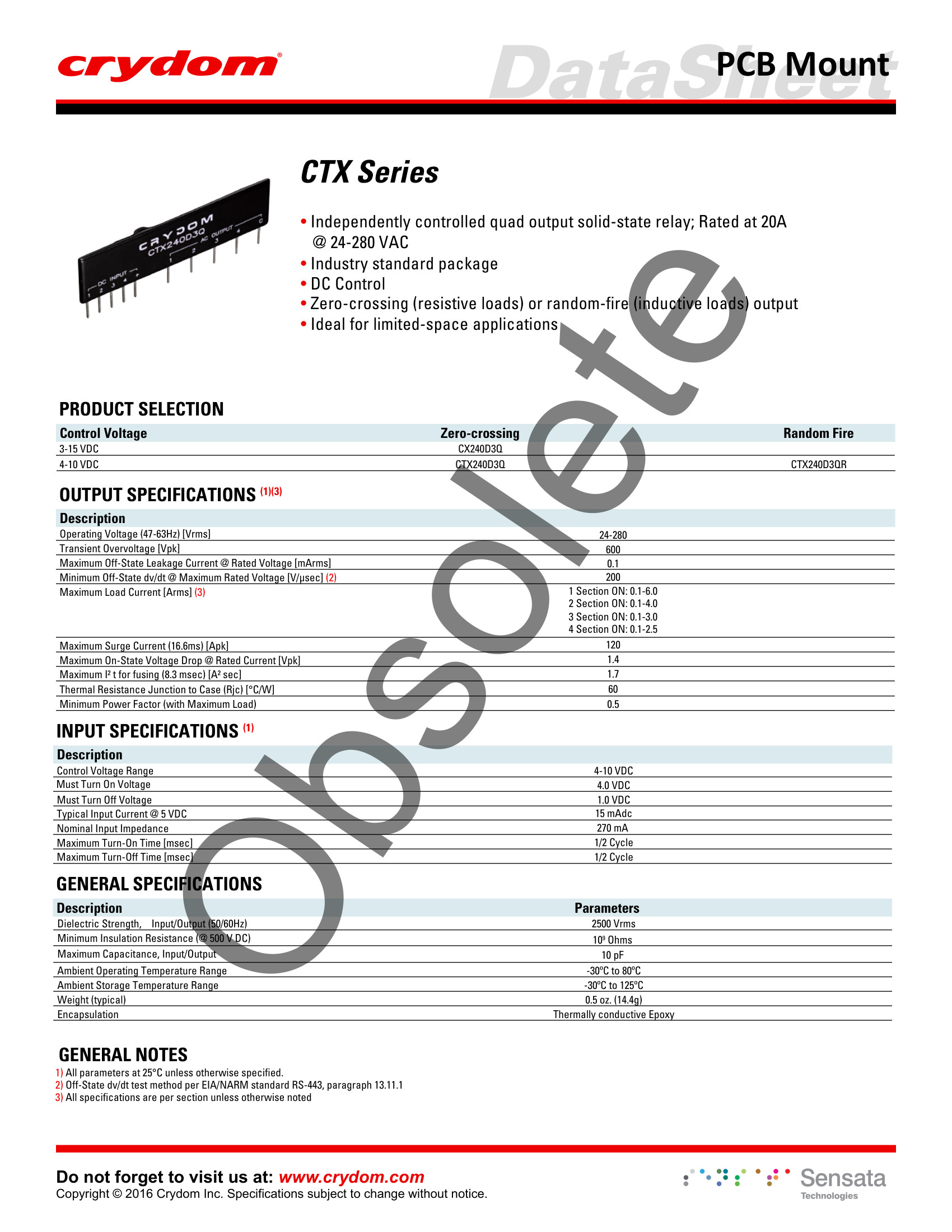 CTX240D3Q Crydom Solid State Relays & I/O Modules