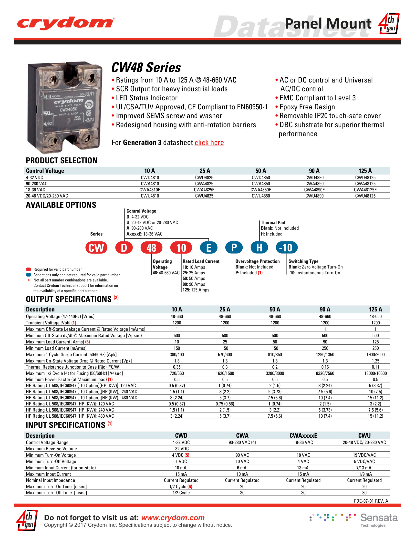 CWA4890P Crydom Solid State Relays & I/O Modules