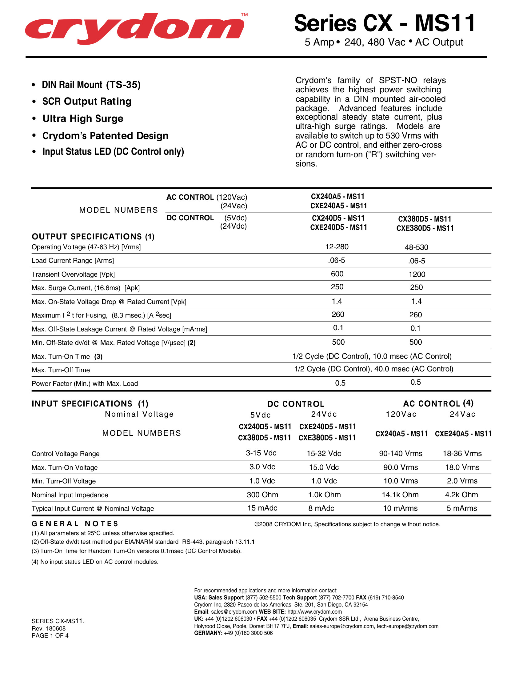 CX380D5-MS13-MOV460-ENA Crydom Solid State Relays & I/O Modules