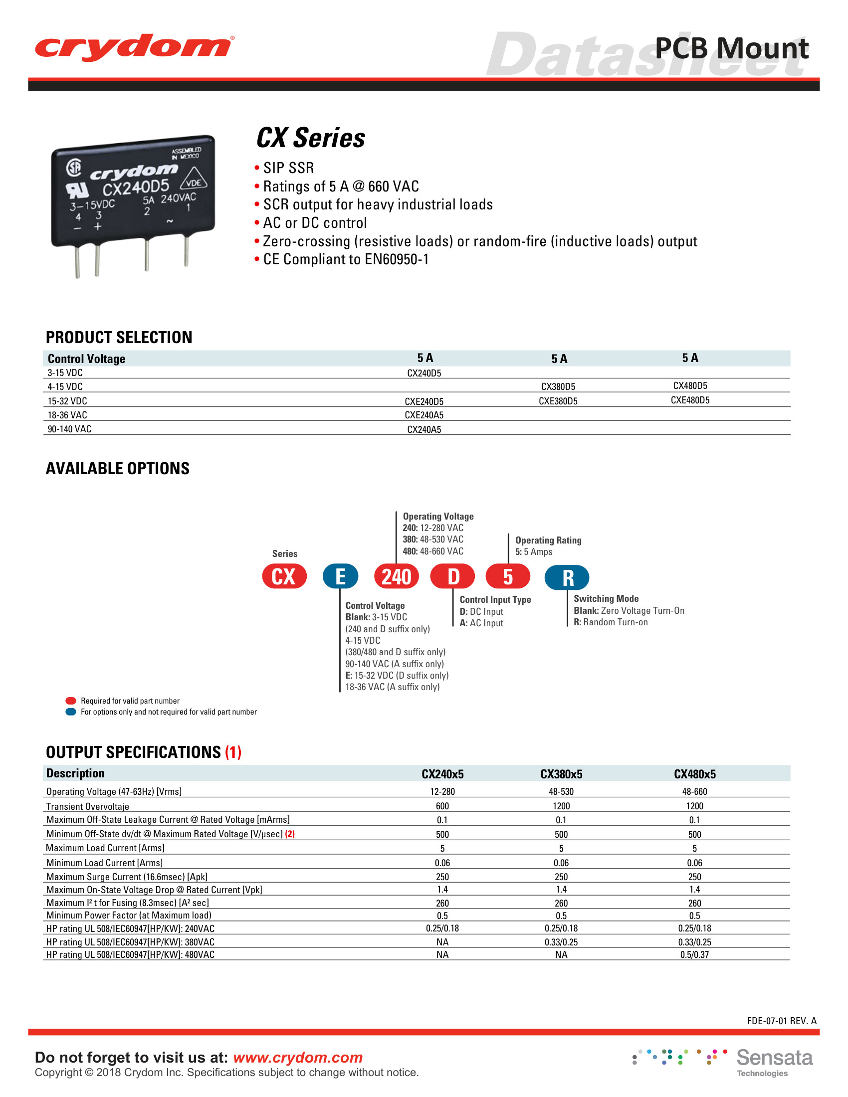 CX380D5.. Crydom Solid State Relays & I/O Modules