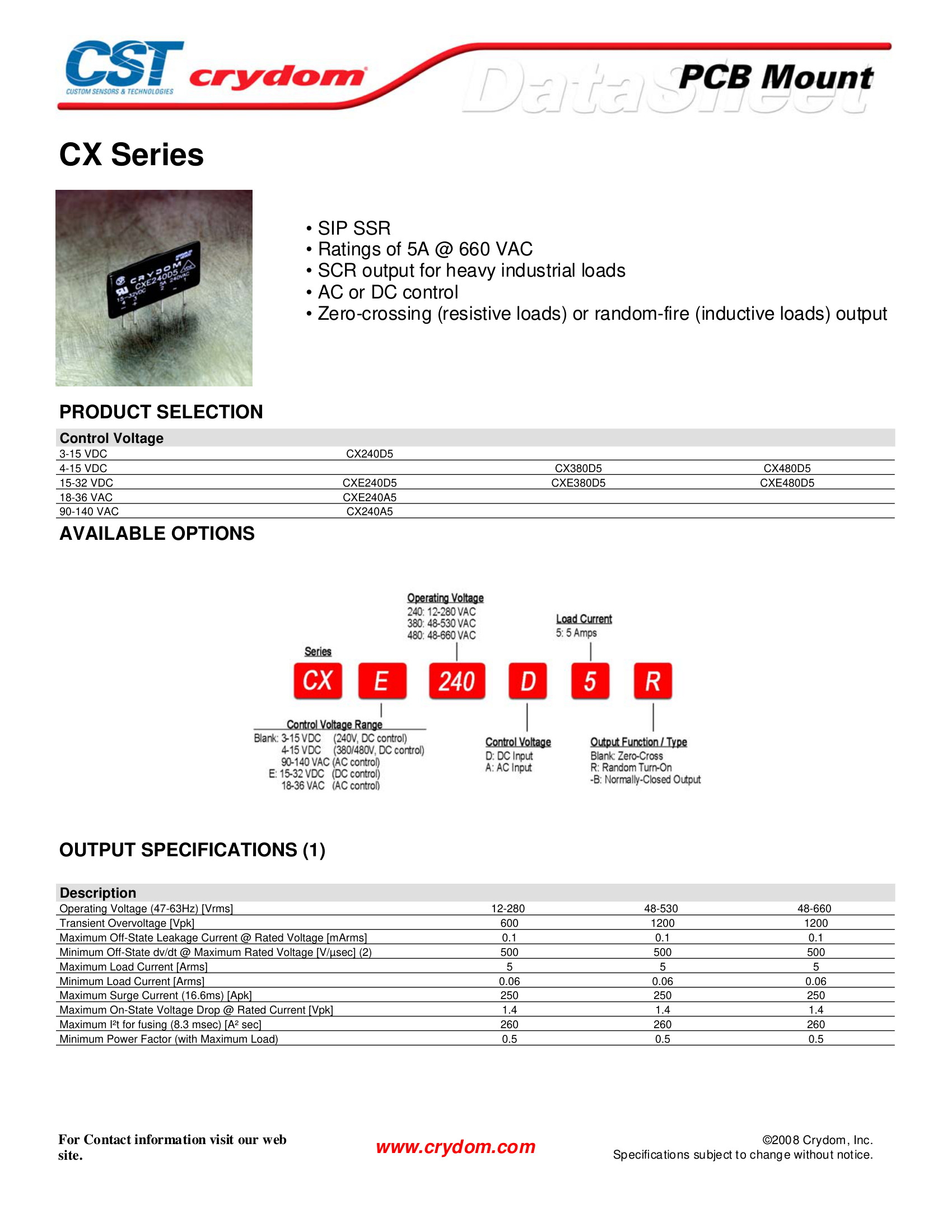 CXE240D5R Crydom Solid State Relays & I/O Modules