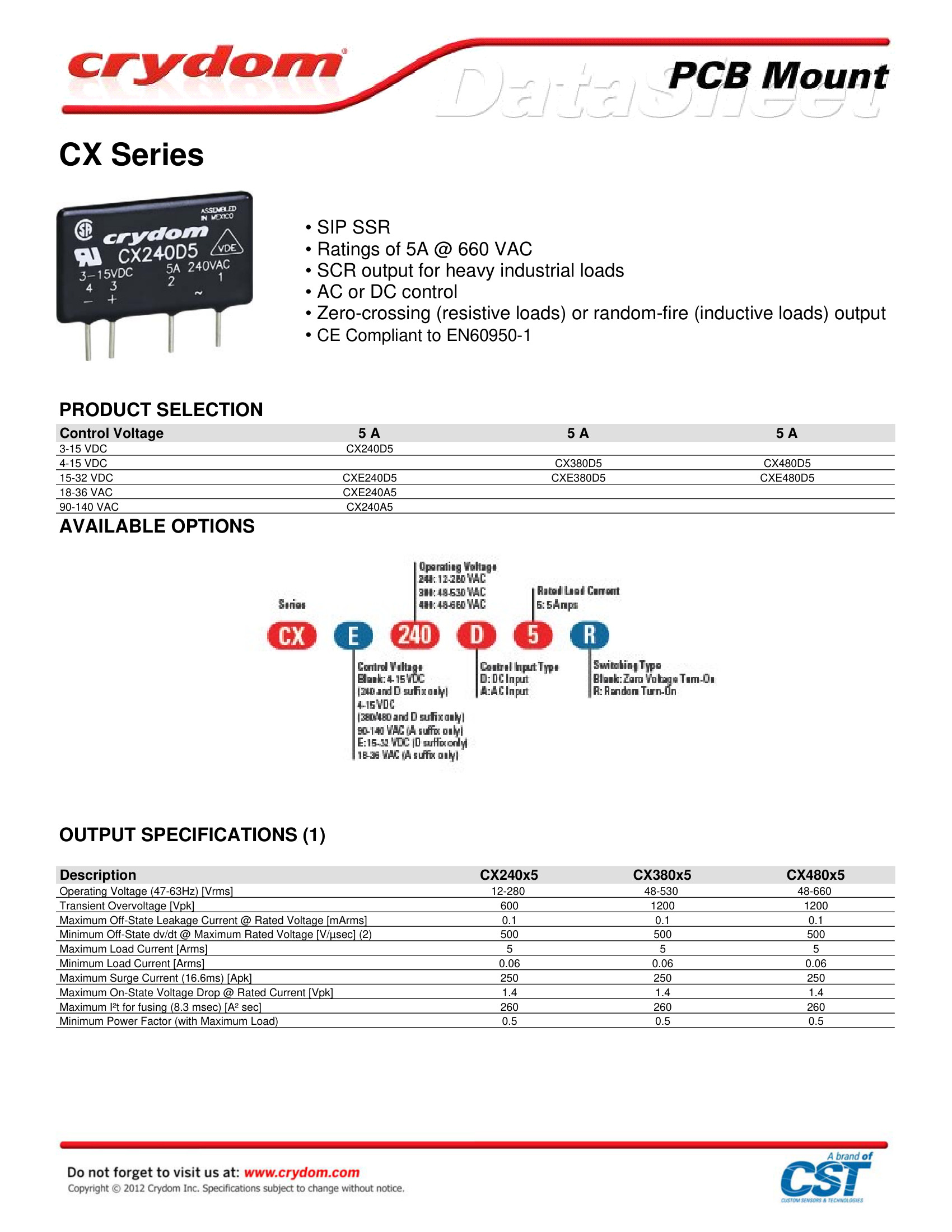 CXE380D5 Crydom Solid State Relays & I/O Modules