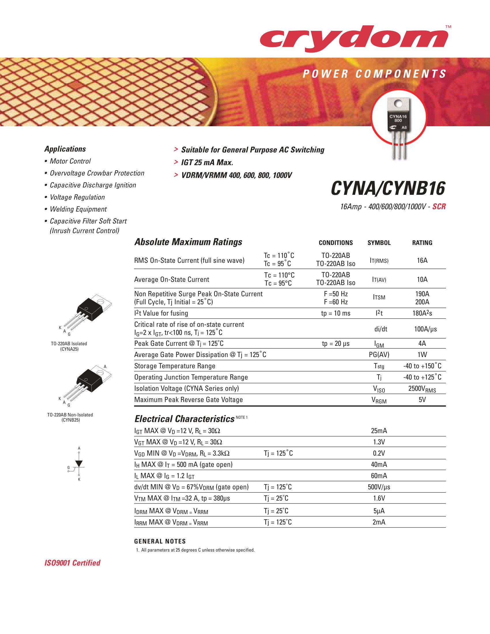 CYNA161000 Crydom Solid State Relays & I/O Modules