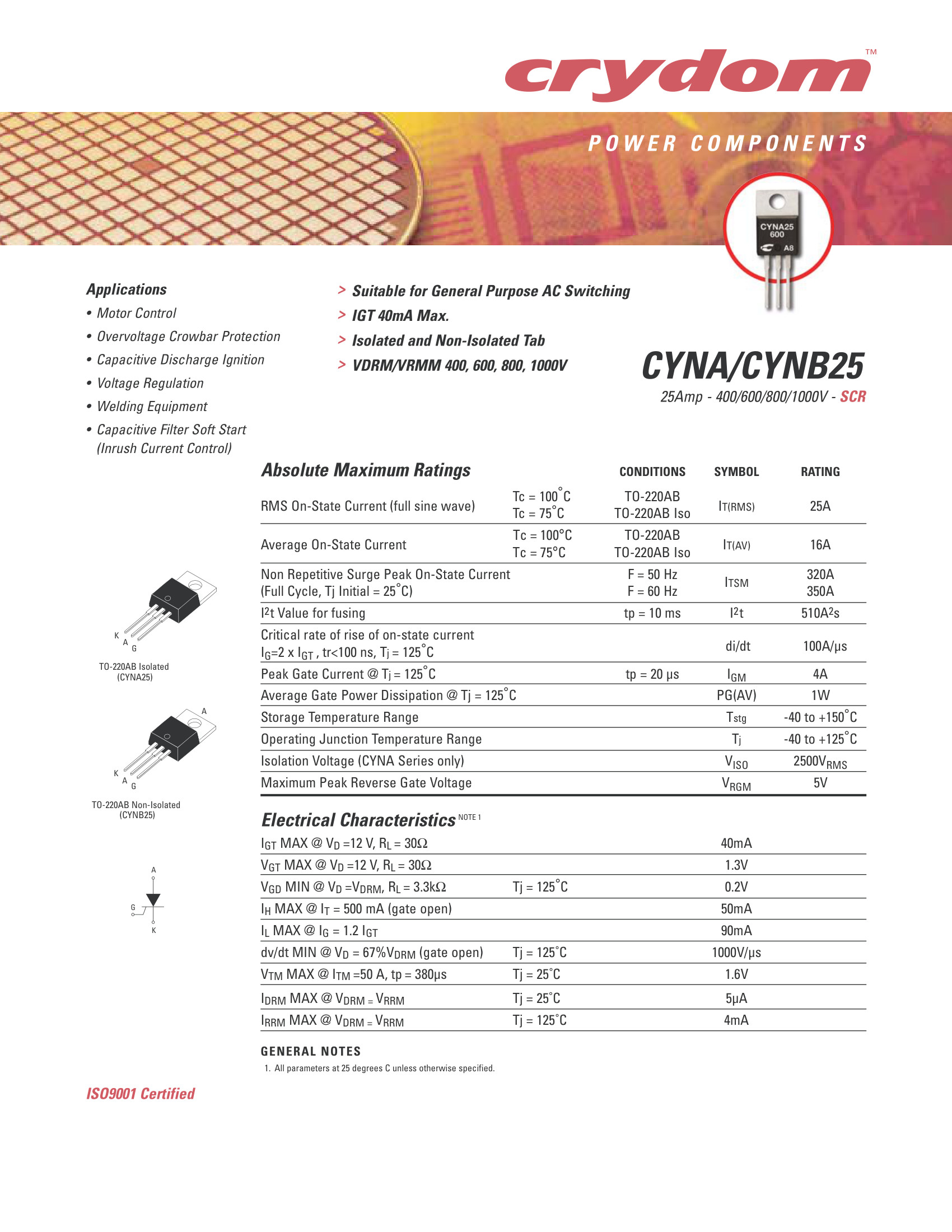 CYNA25600 Crydom Solid State Relays & I/O Modules