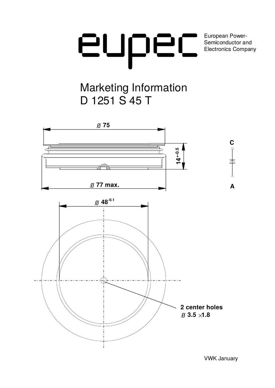 D1251S45T Recovery Diode from Eupec Infineon