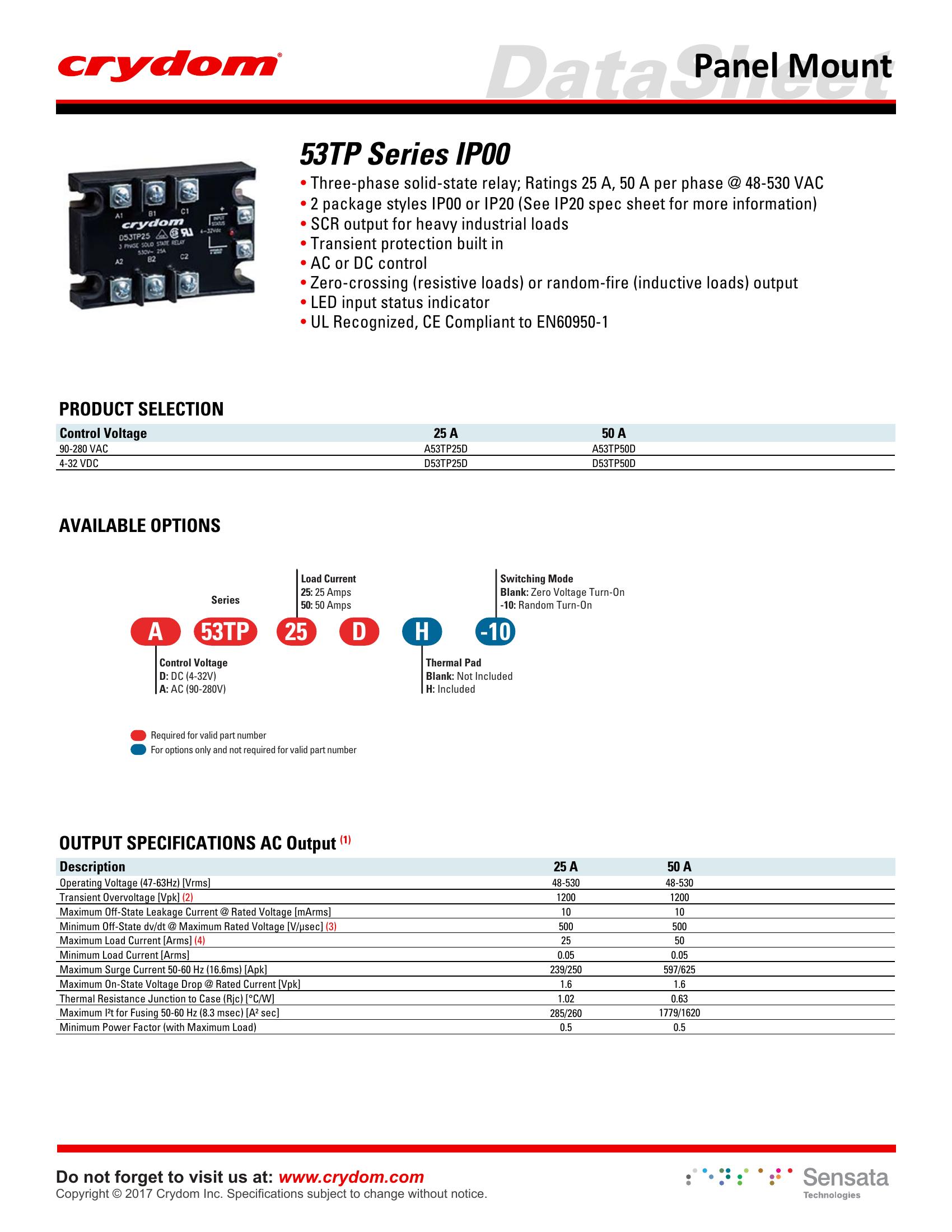 D53TP25D Crydom Solid State Relays & I/O Modules