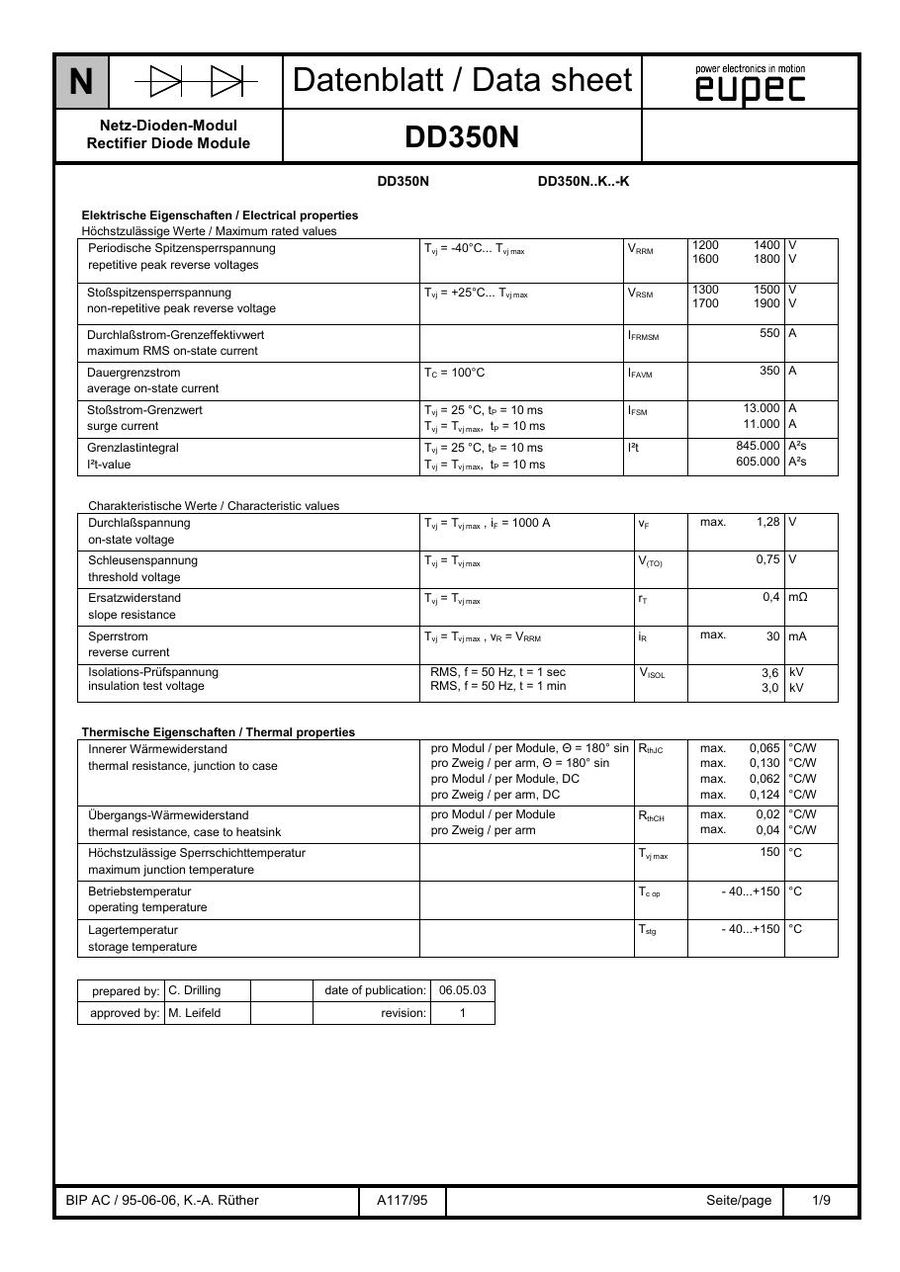 DD350N18K Infineon (Eupec) Diode & Rectifier Modules