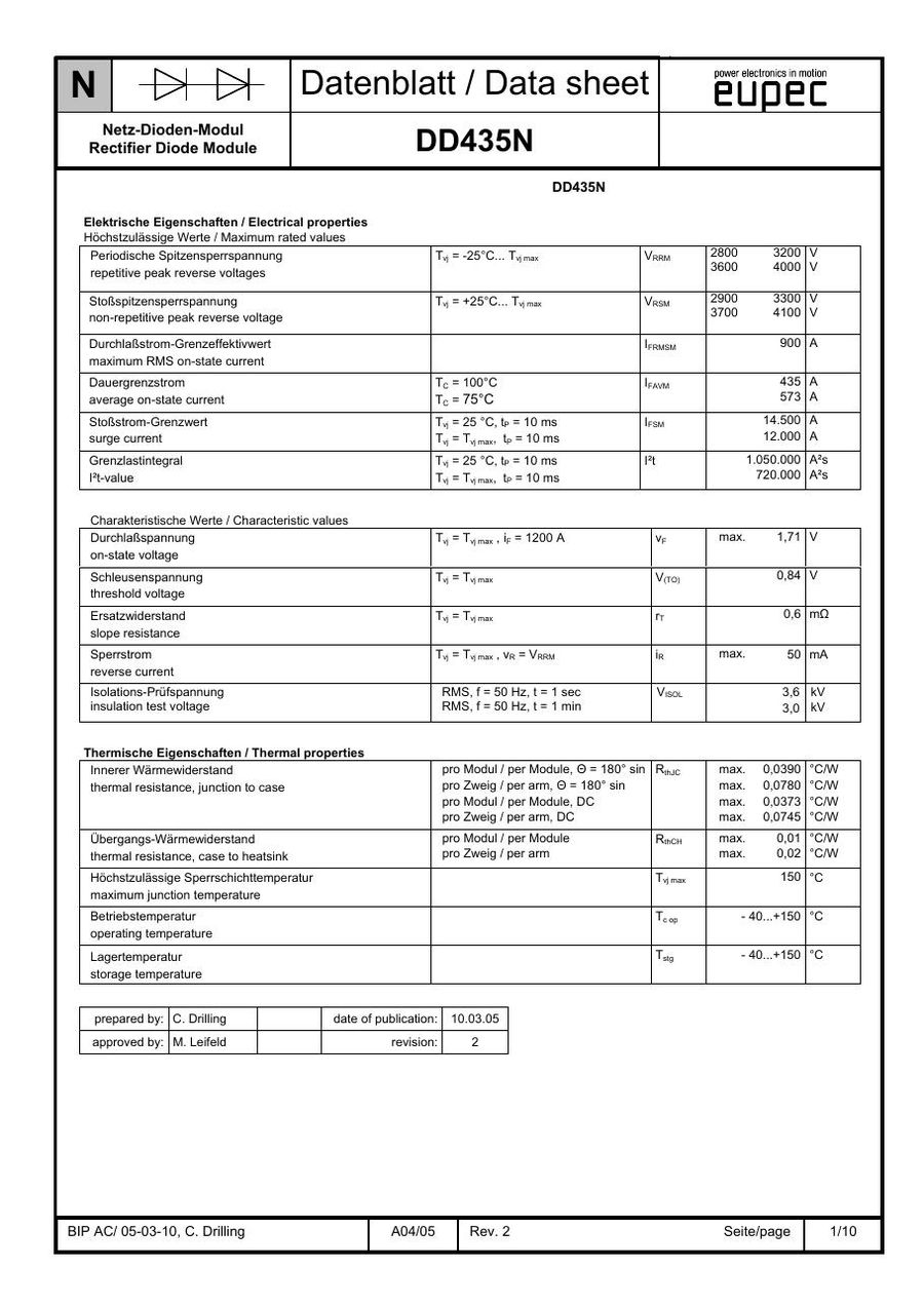 DD435N34K BRIDGE RECTIFIER from Eupec Infineon