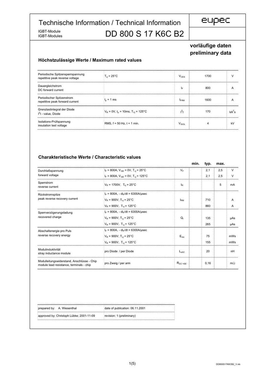 DD800S17K6C_B2 Infineon (Eupec) Bridge Rectifiers