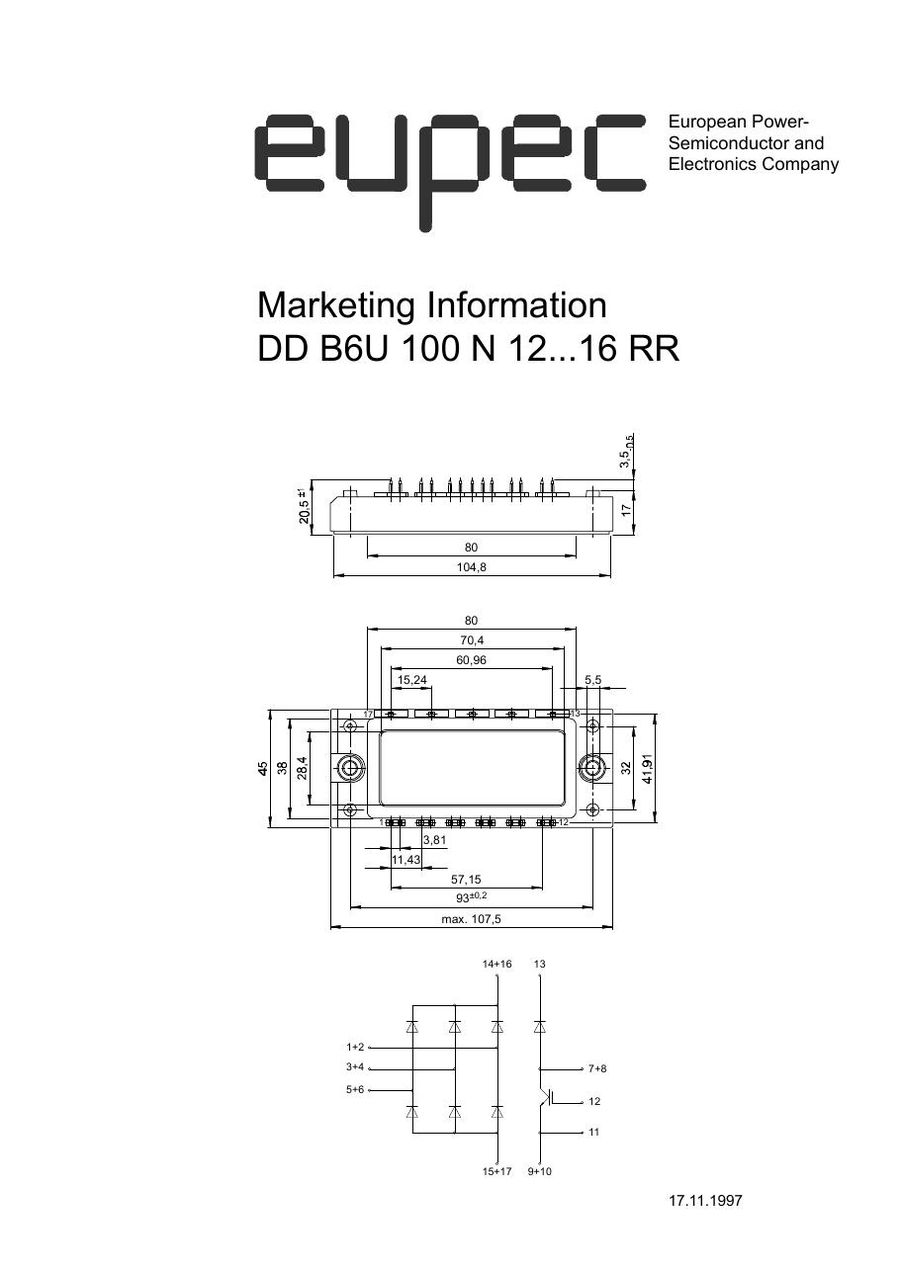 DDB6U100N14RR Infineon (Eupec) Bridge Rectifiers