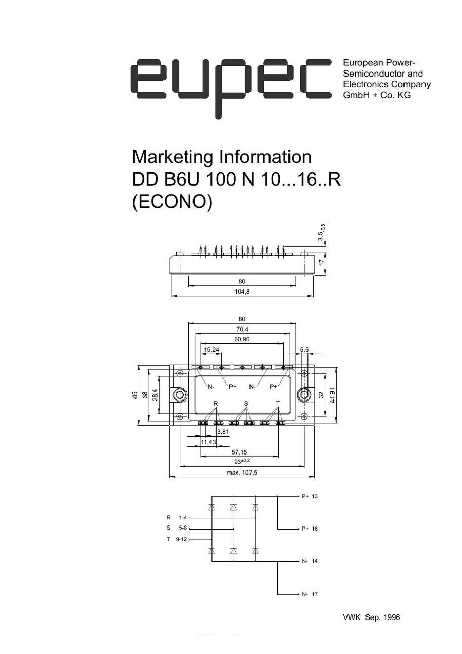 DDB6U100N16 Infineon (Eupec) Bridge Rectifiers