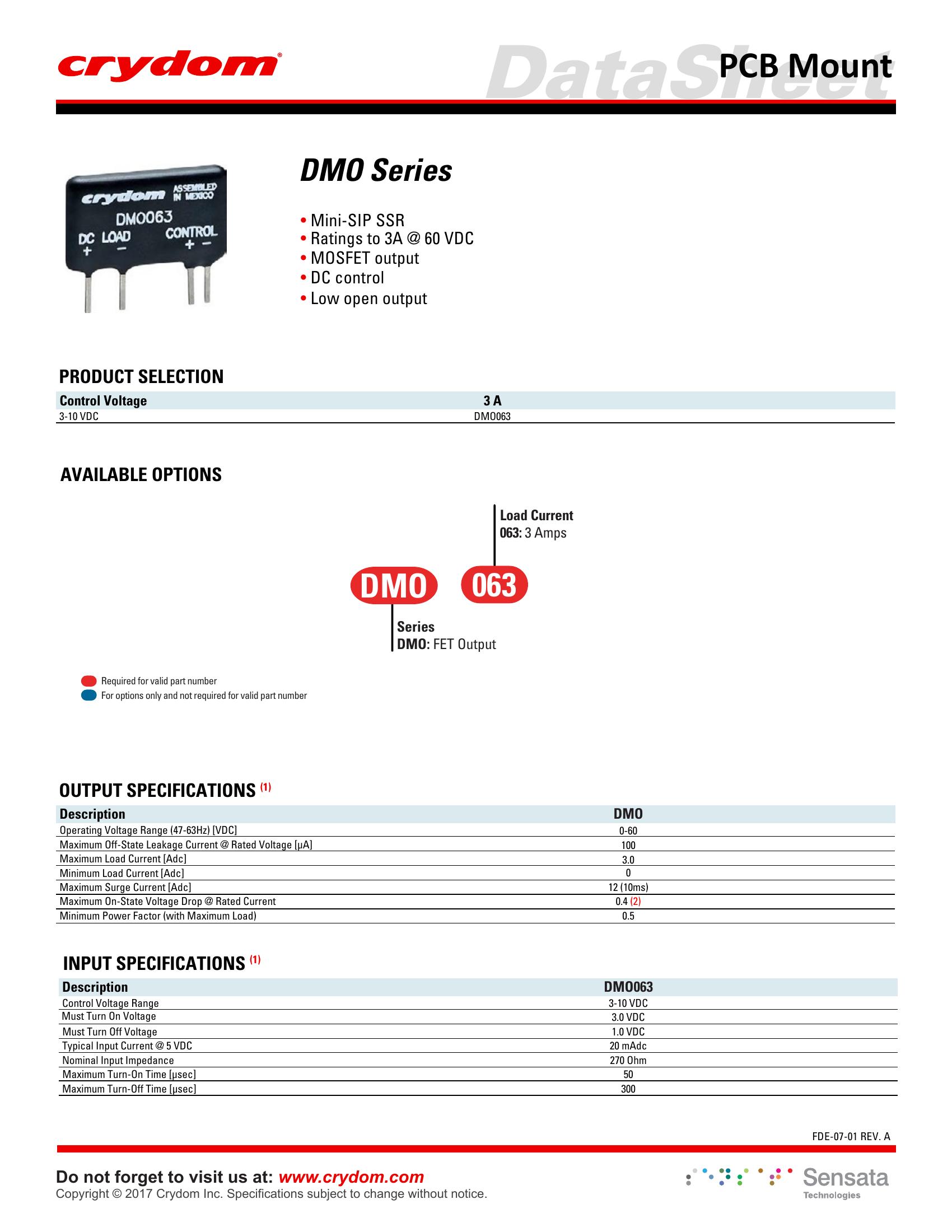 DMO063 Crydom Solid State Relays & I/O Modules