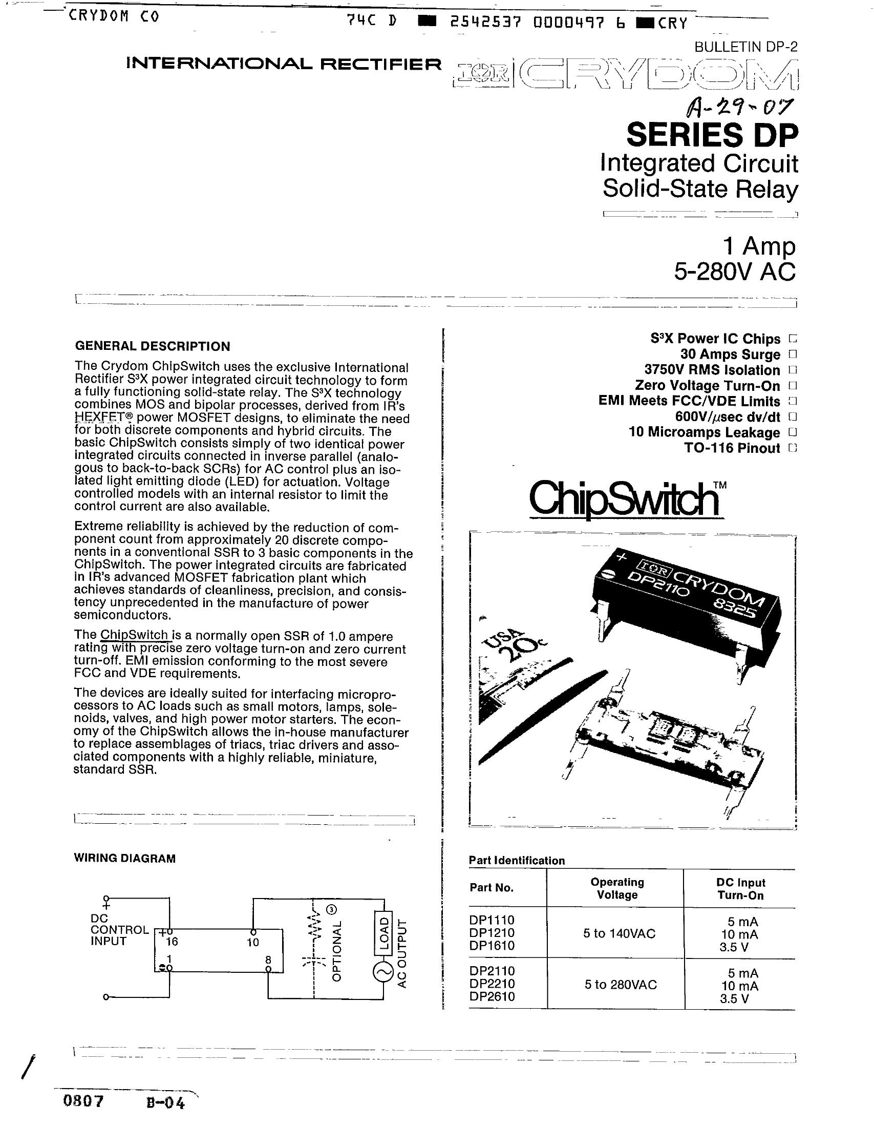 DP1210 Crydom Solid State Relays & I/O Modules