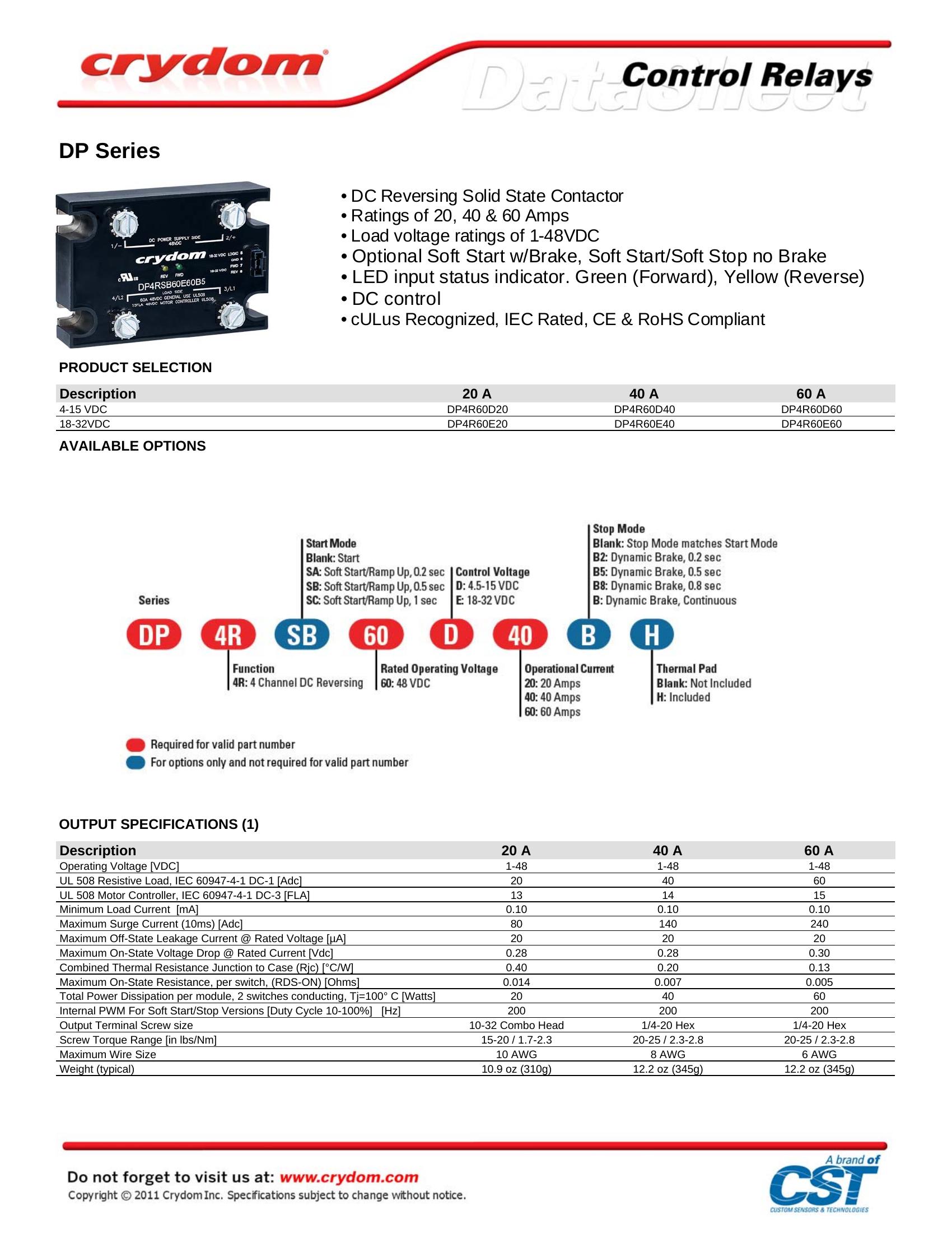 DP4R60E60B Crydom Solid State Relays & I/O Modules