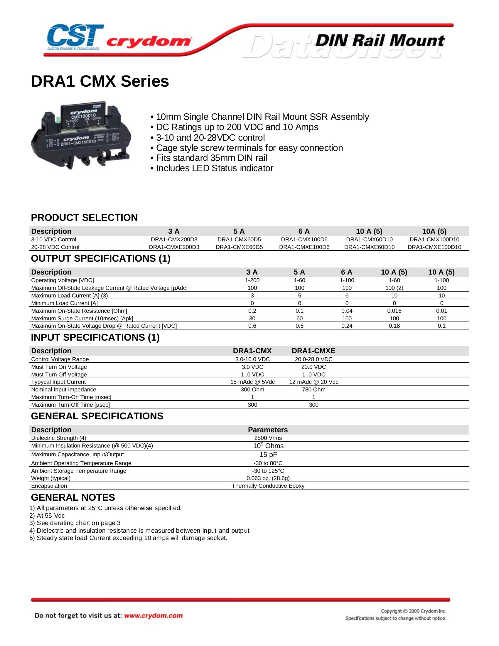 DRA1CMXE200D3 Crydom Solid State Relays & I/O Modules