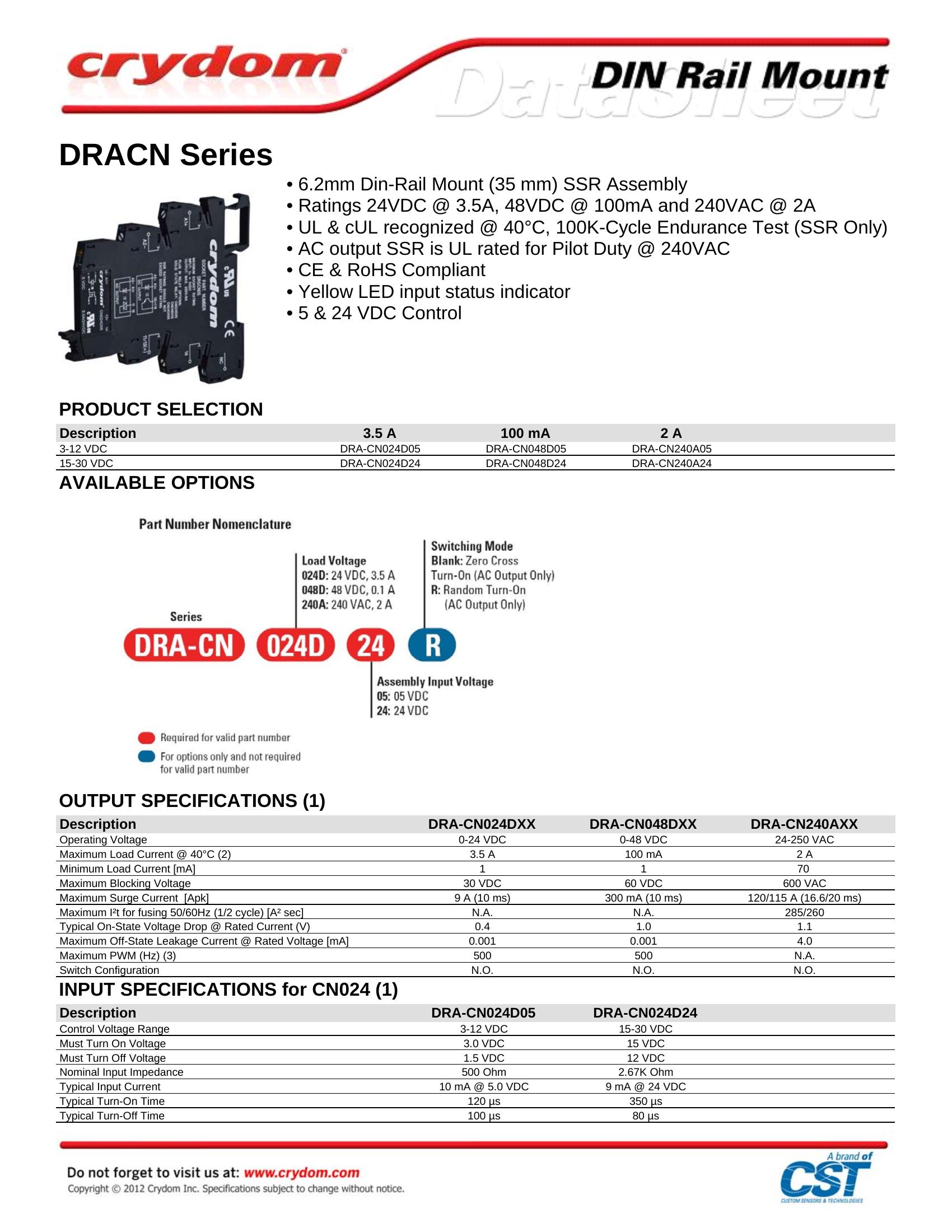 DRACN048D24 Crydom Solid State Relays & I/O Modules