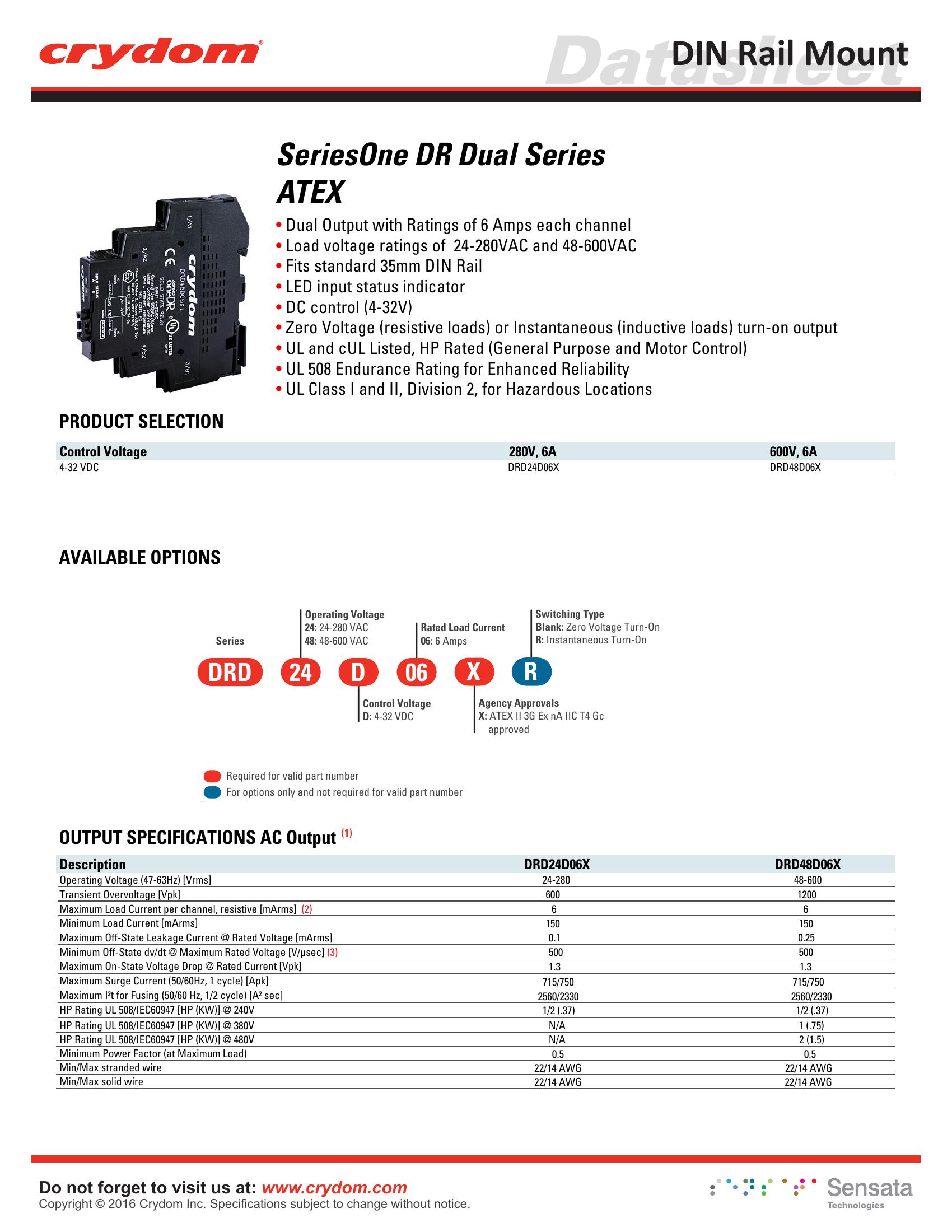 DRD24D06R Crydom Solid State Relays & I/O Modules