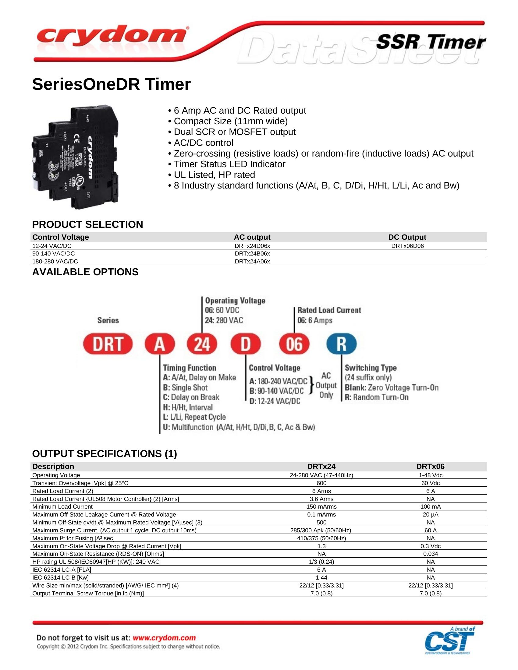 DRTA24A06 Crydom Solid State Relays & I/O Modules