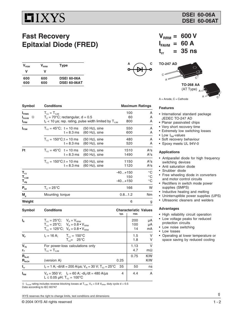 DSEI60-06A IXYS Rectifier & Schottky Diodes