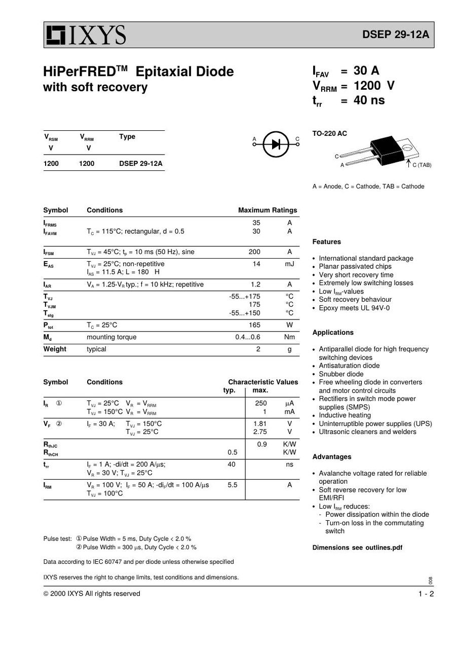 DSEP29-12A, IXYS, Power Module