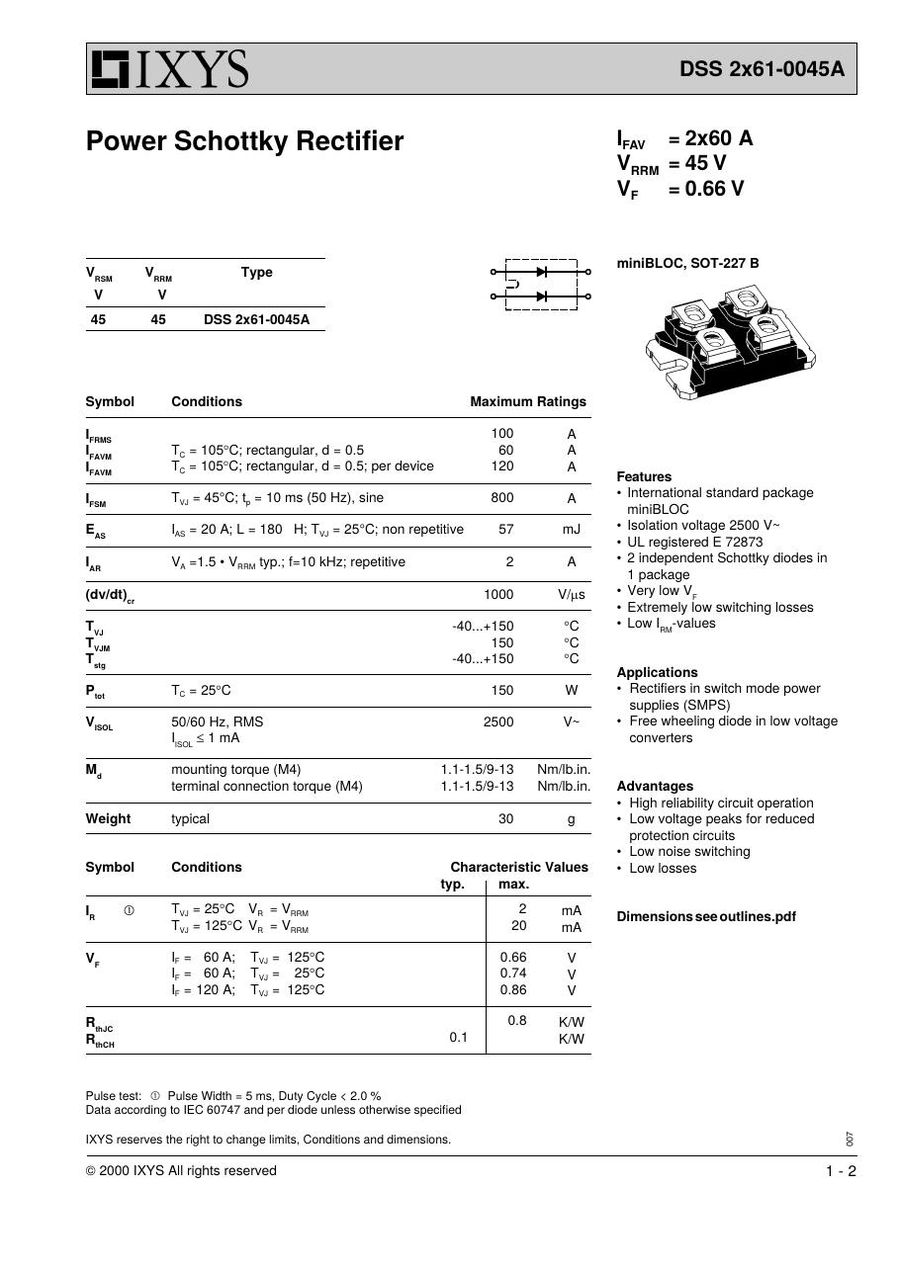 DSS2X61-0045A IXYS Diode Module