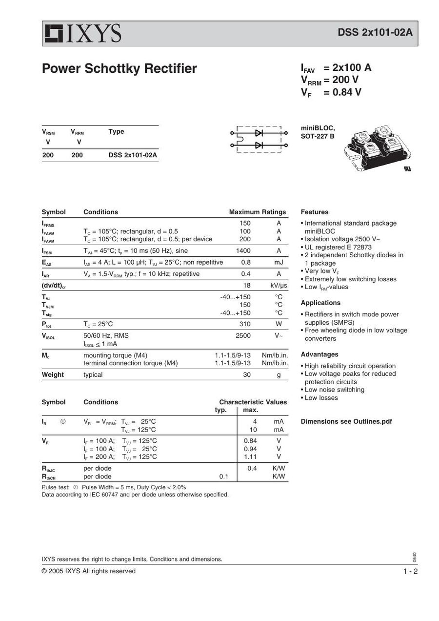 DSS2x101-02A IXYS Power Transistor Module
