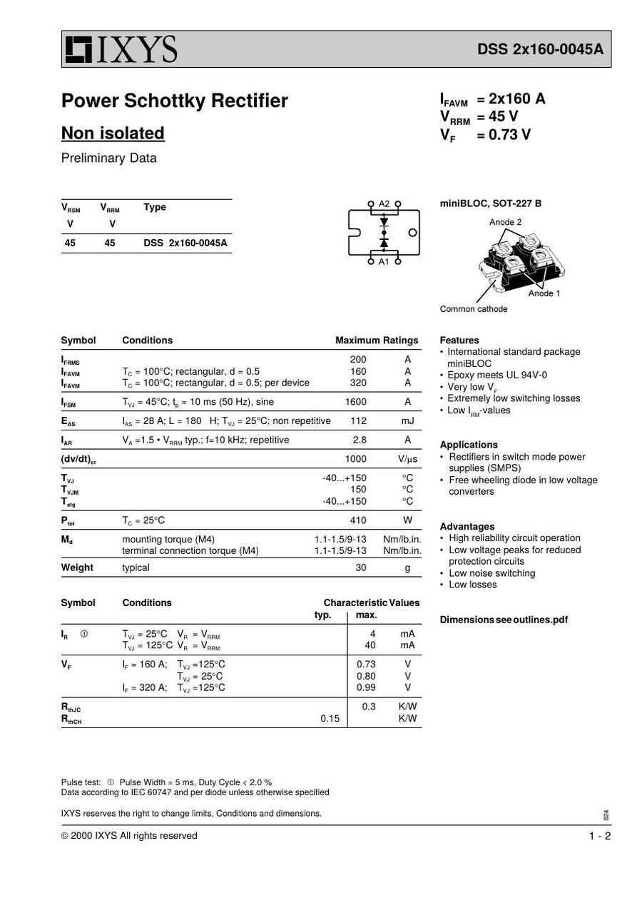 DSS2x160-0045A IXYS Diode Module