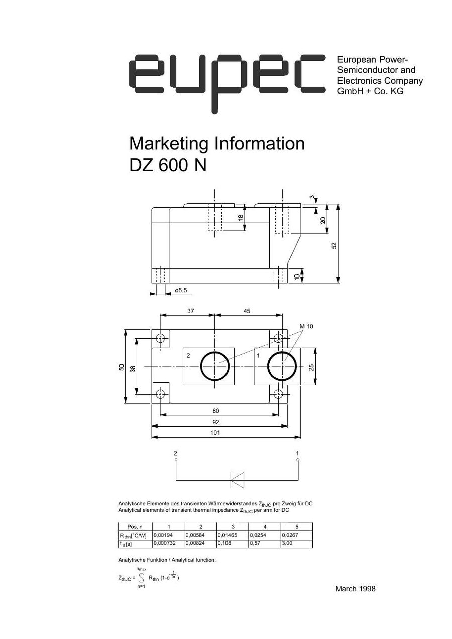 DZ600N16 Infineon (Eupec) Rectifier & Schottky Diodes