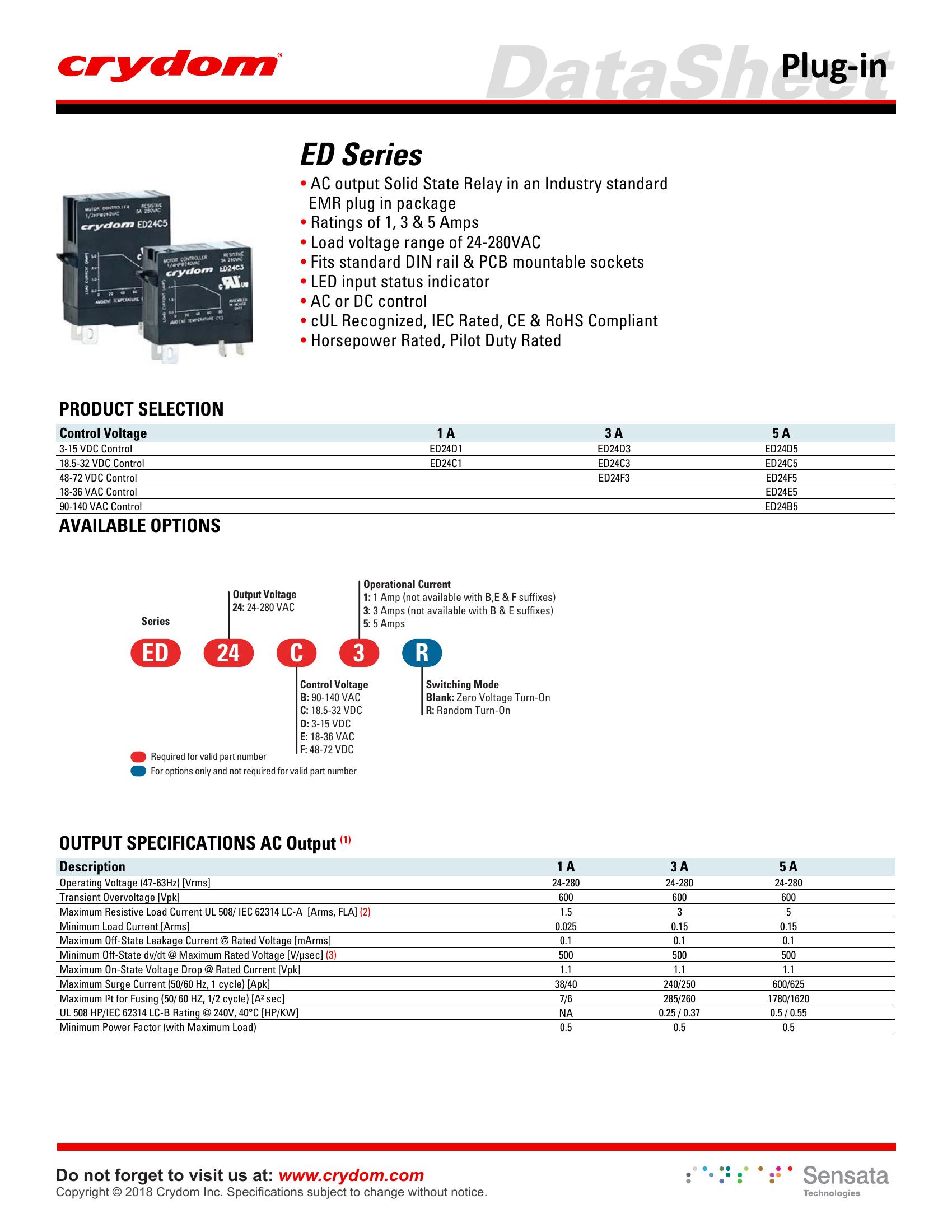 ED24C3R Crydom Solid State Relays & I/O Modules