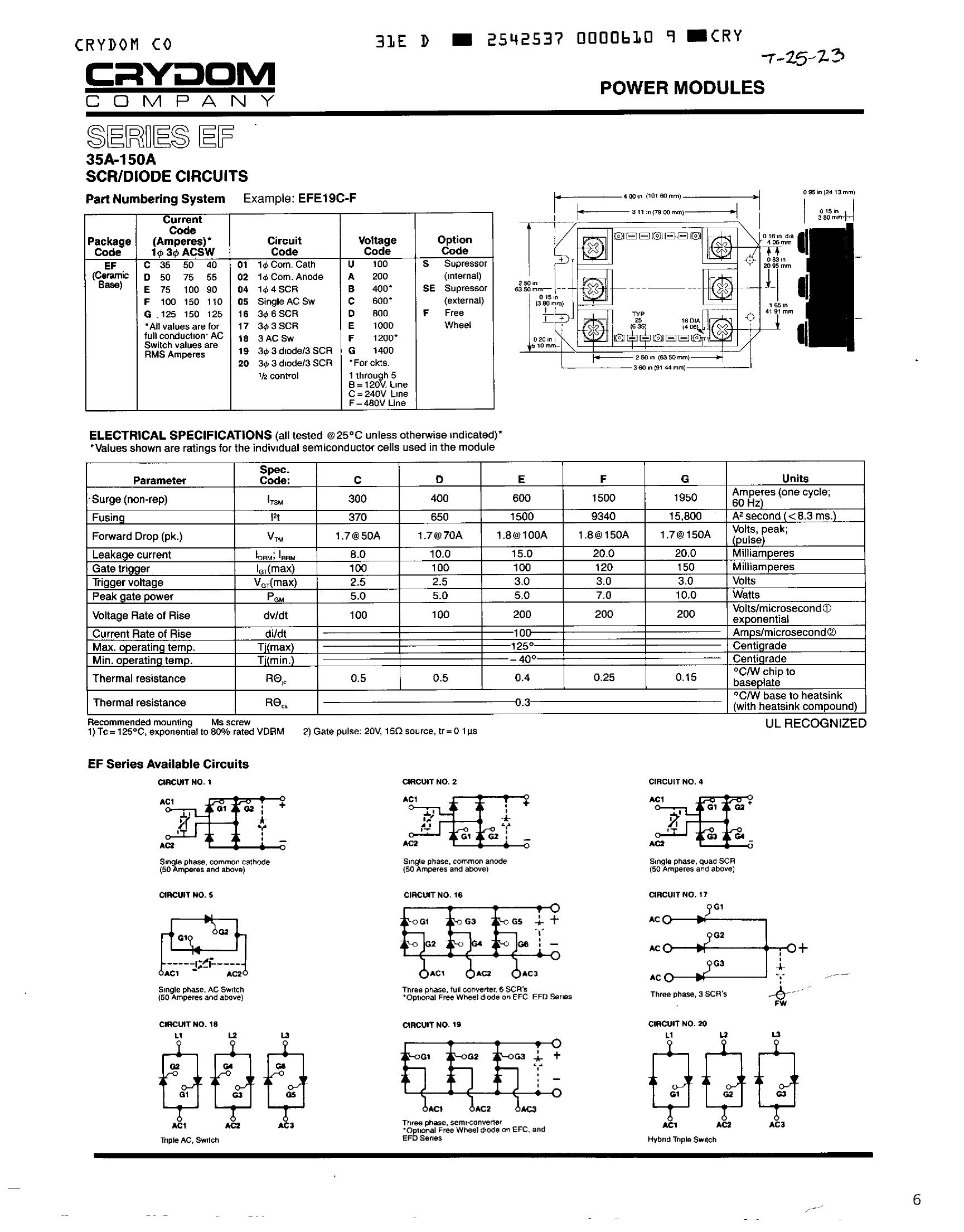 EFE01CFSE Crydom Solid State Relays & I/O Modules
