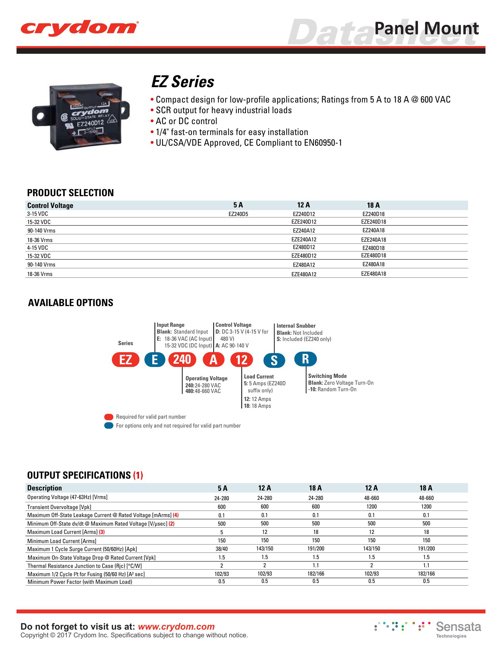 EZ240A12 Crydom Solid State Relays & I/O Modules