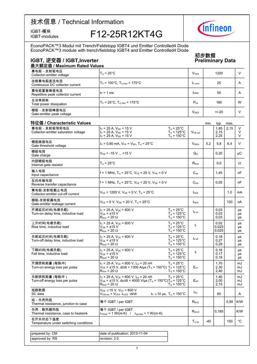 F12-25R12KT4G iGBT from Eupec Infineon