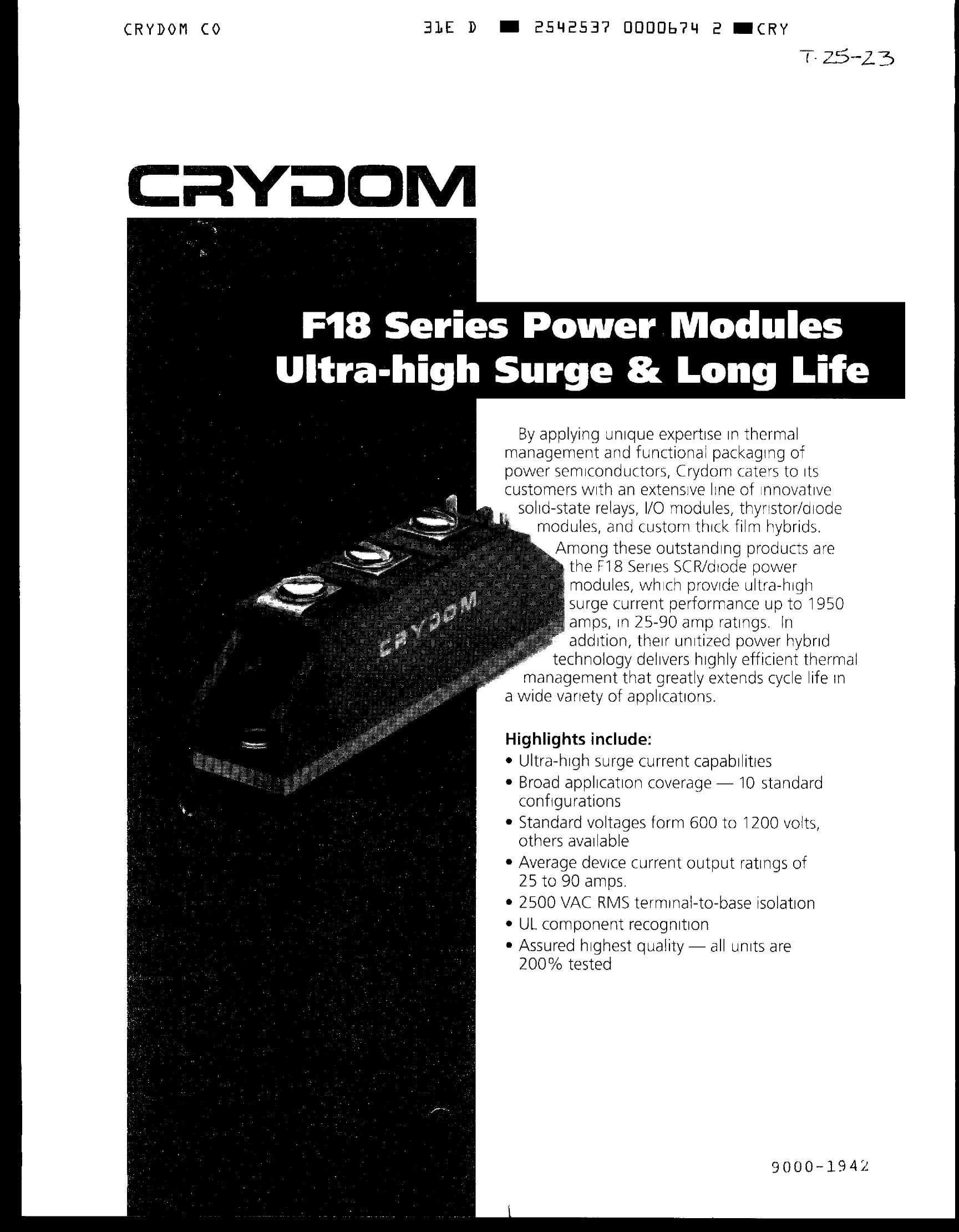 F1856SD800 Crydom Power Transistor Module