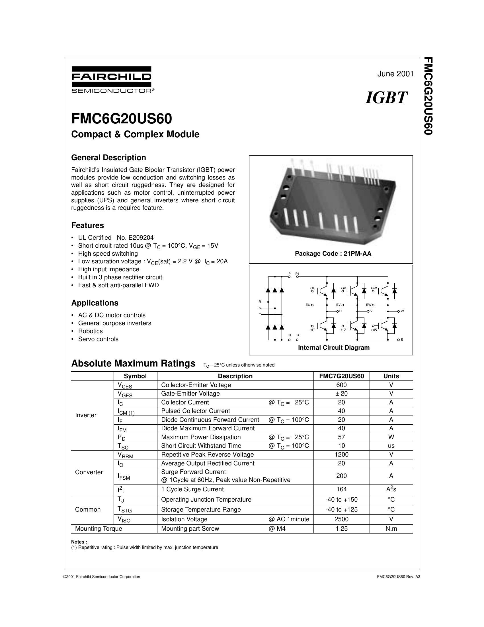 FMC6G20US60 SanRex Power Transistor Module