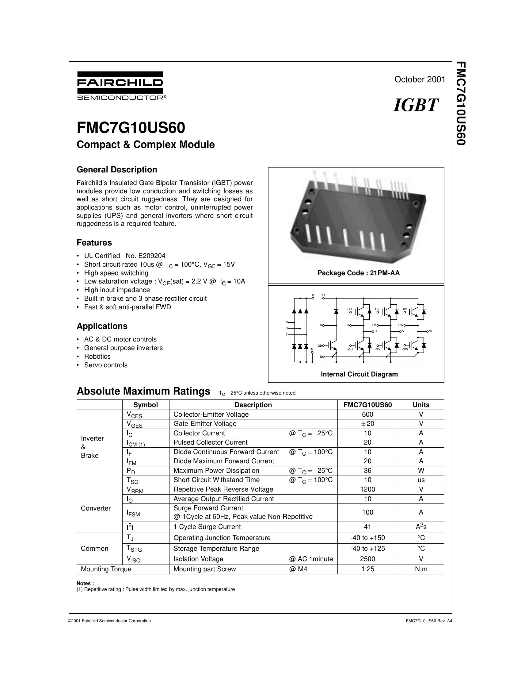 FMC7G10US60 SanRex Power Transistor Module