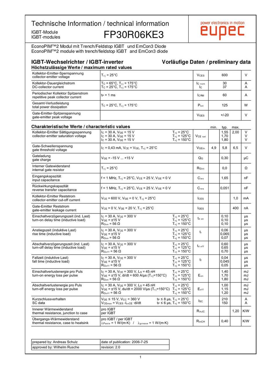 FP30R06KE3 Infineon IGBT MODULE