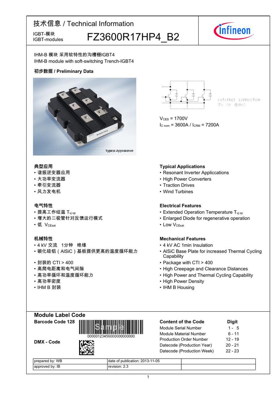 FZ3600R17HP4_B2 Infineon (Eupec) IGBT Modules