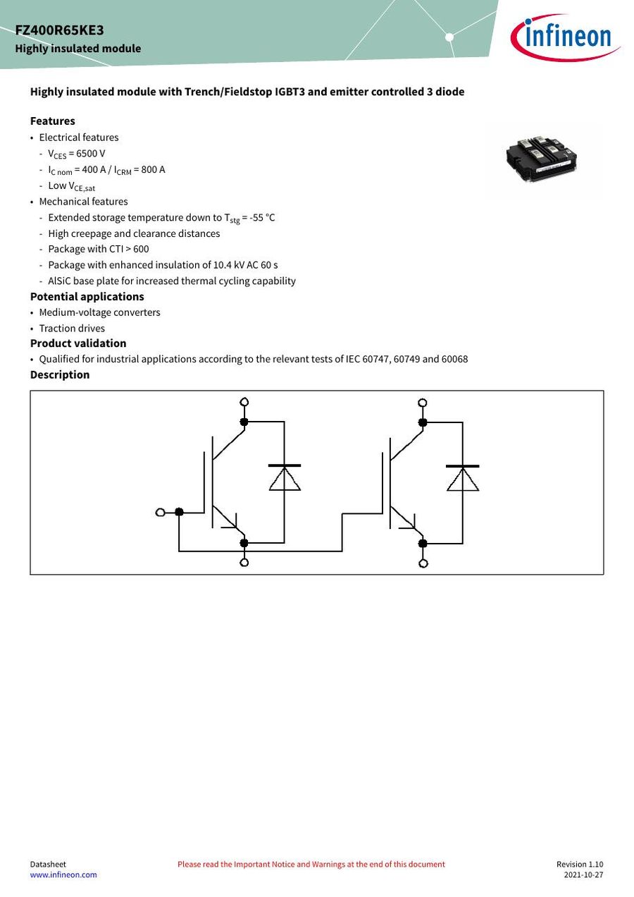 FZ400R65KE3 Infineon (Eupec) IGBT Modules