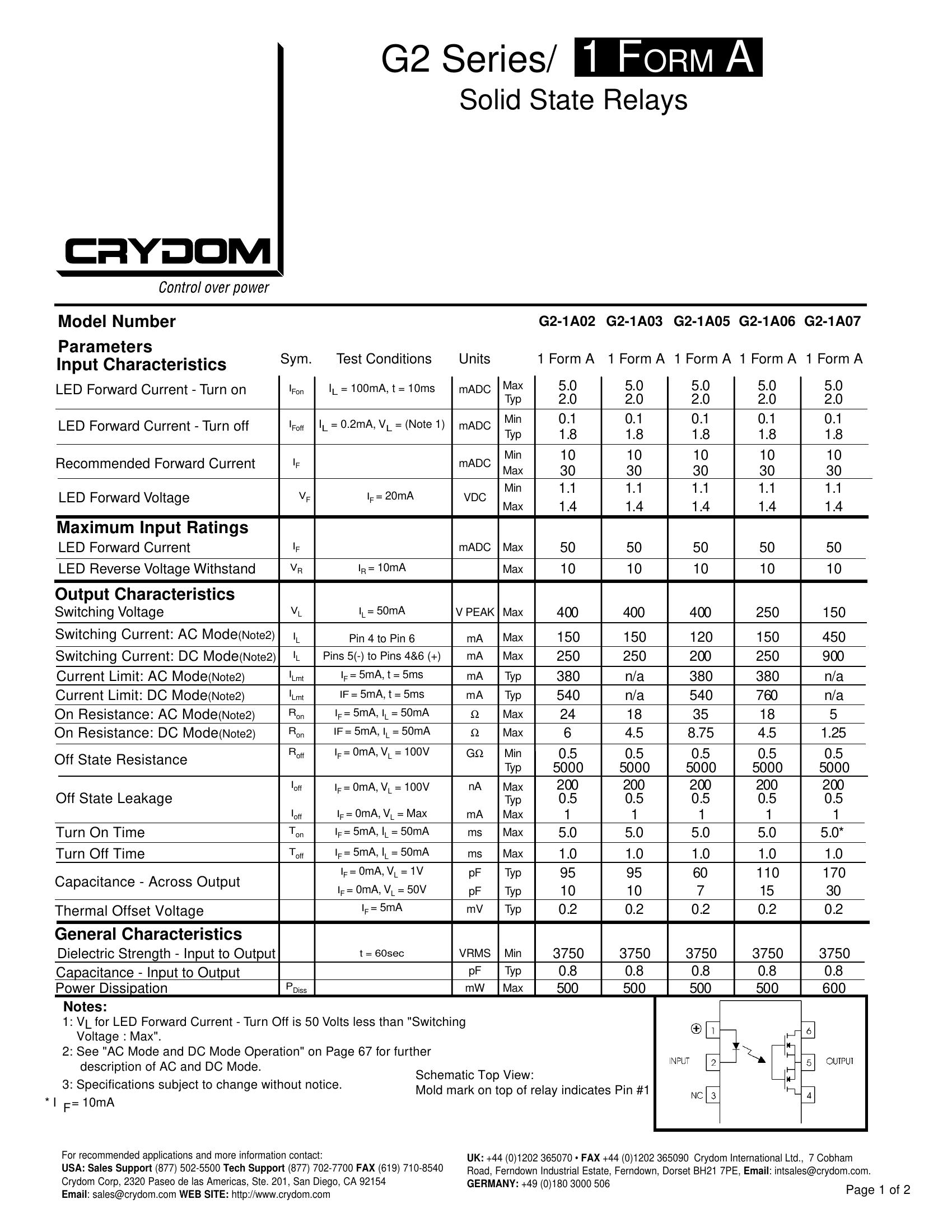 G2-1A02-SR Crydom Solid State Relays & I/O Modules